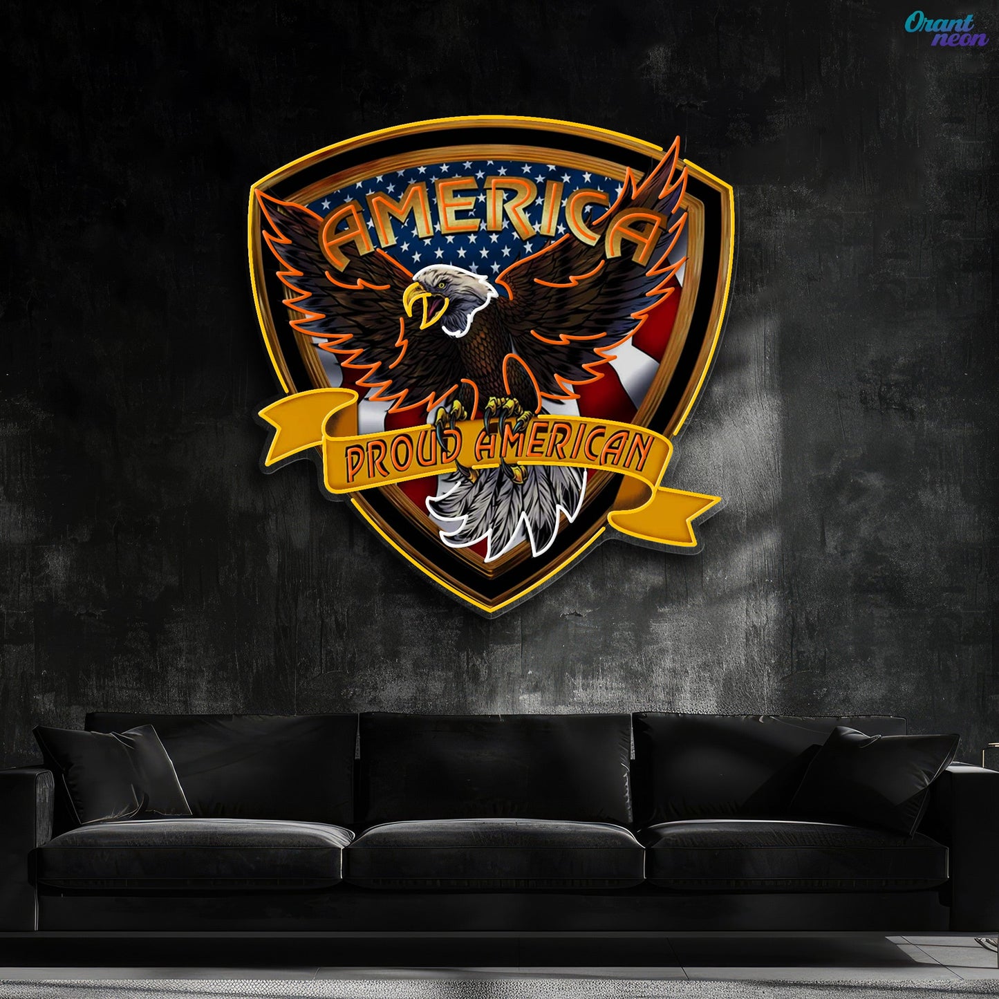 Military Proud American Eagle Neon Sign Light Artwork