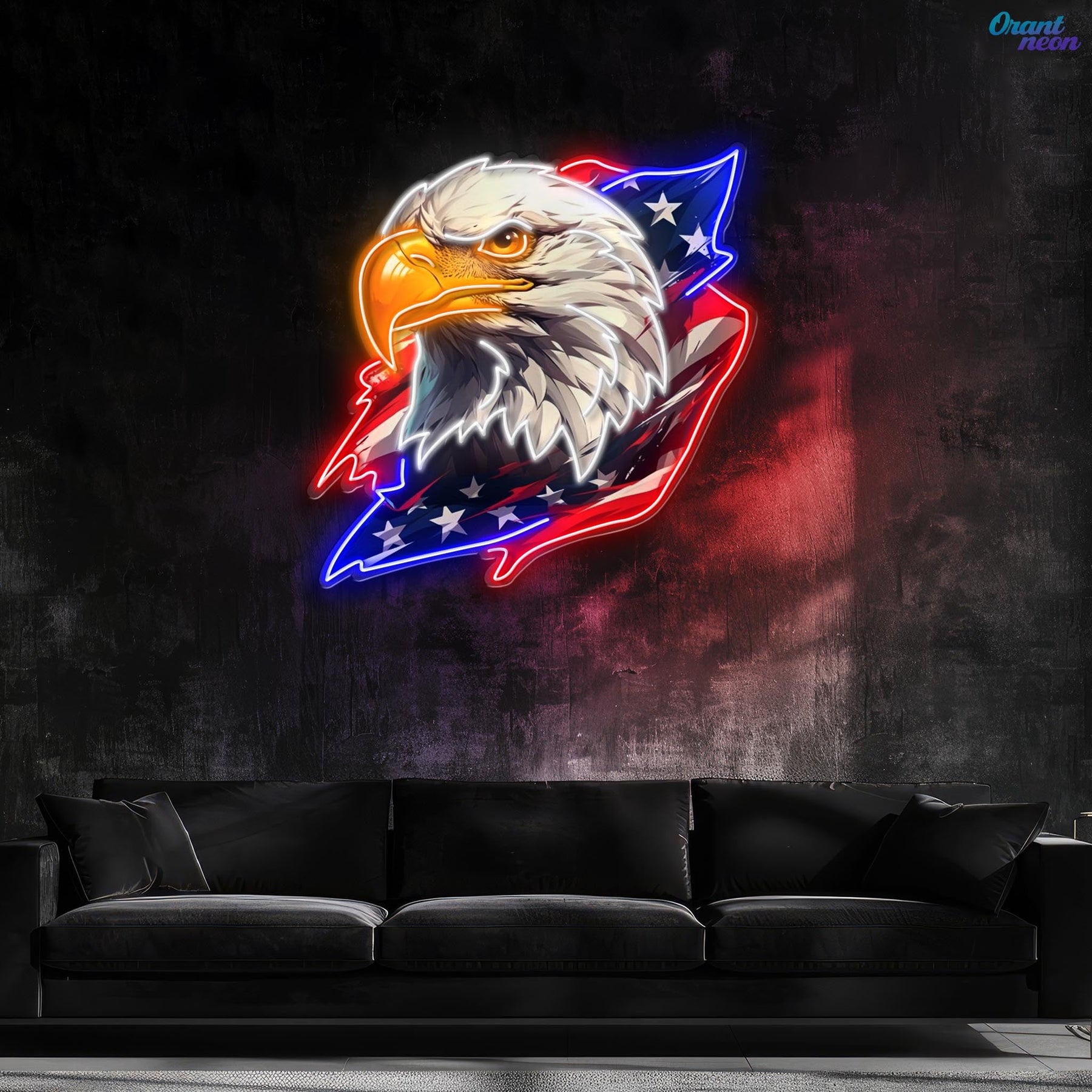 Stars, Stripes, and Soaring Eagles: A Neon Tribute Neon Sign Light Artwork