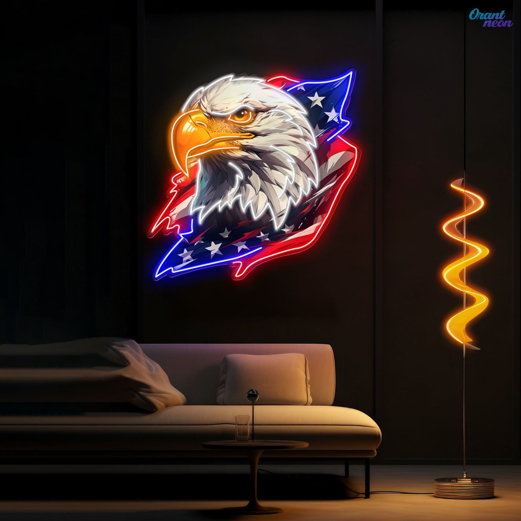 Stars, Stripes, and Soaring Eagles: A Neon Tribute Neon Sign Light Artwork