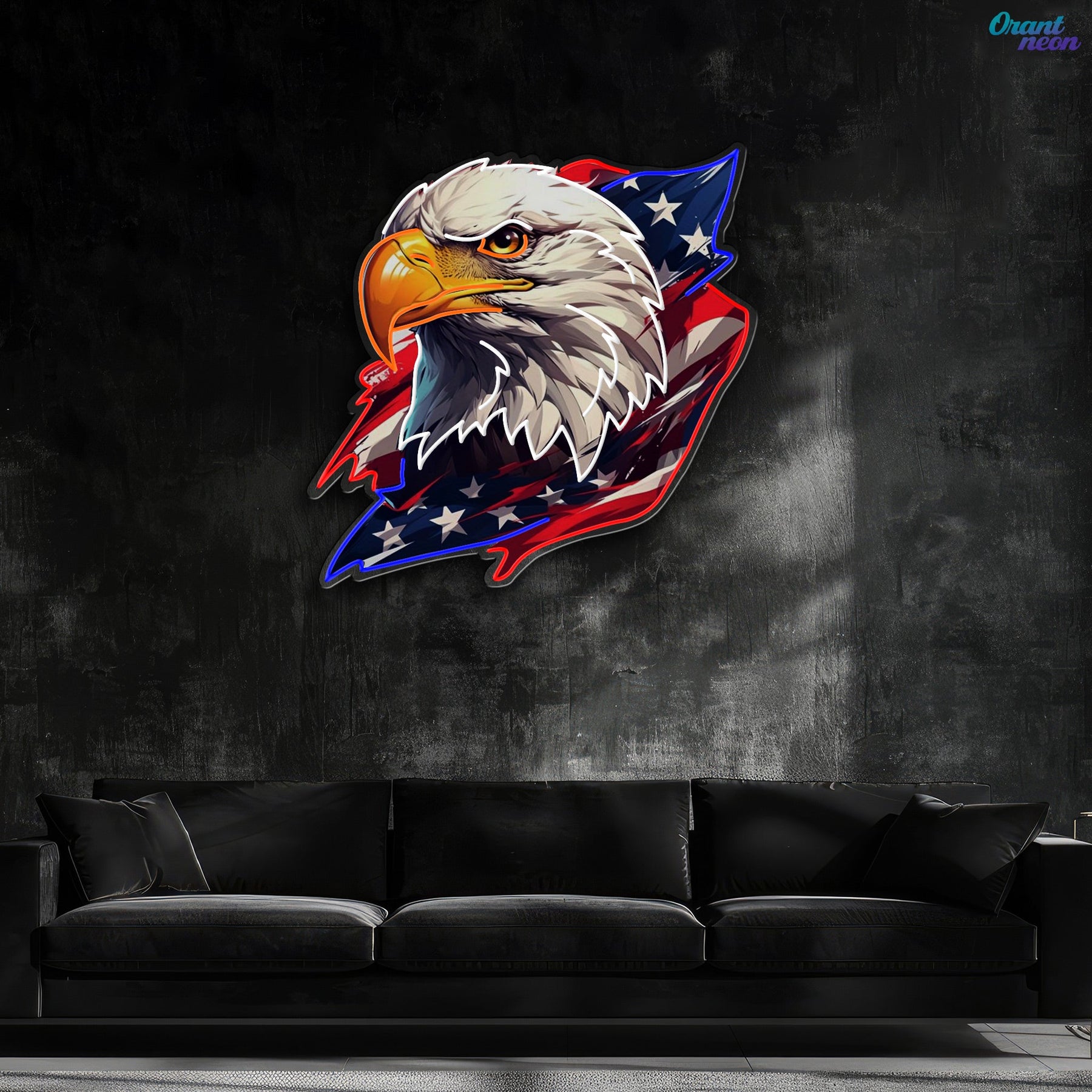 Stars, Stripes, and Soaring Eagles: A Neon Tribute Neon Sign Light Artwork
