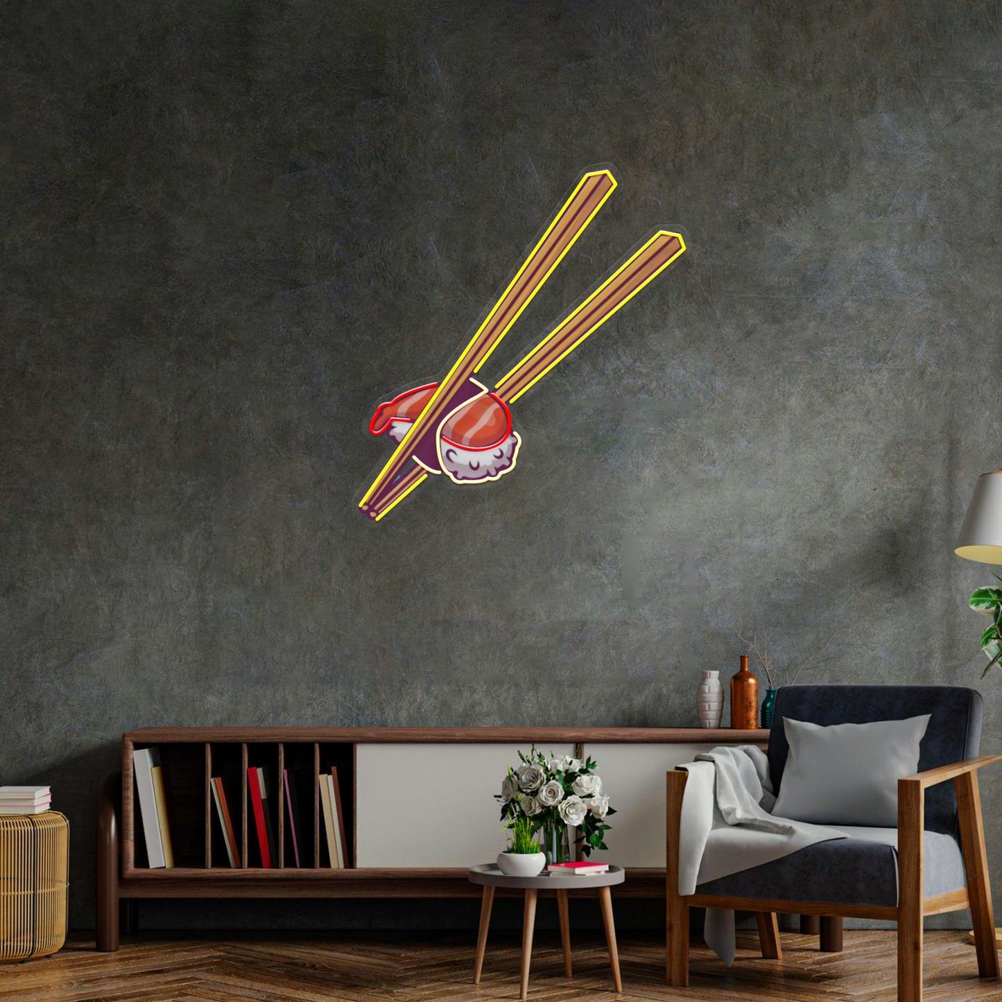 Sushi with Chopsticks Led Neon Acrylic Artwork