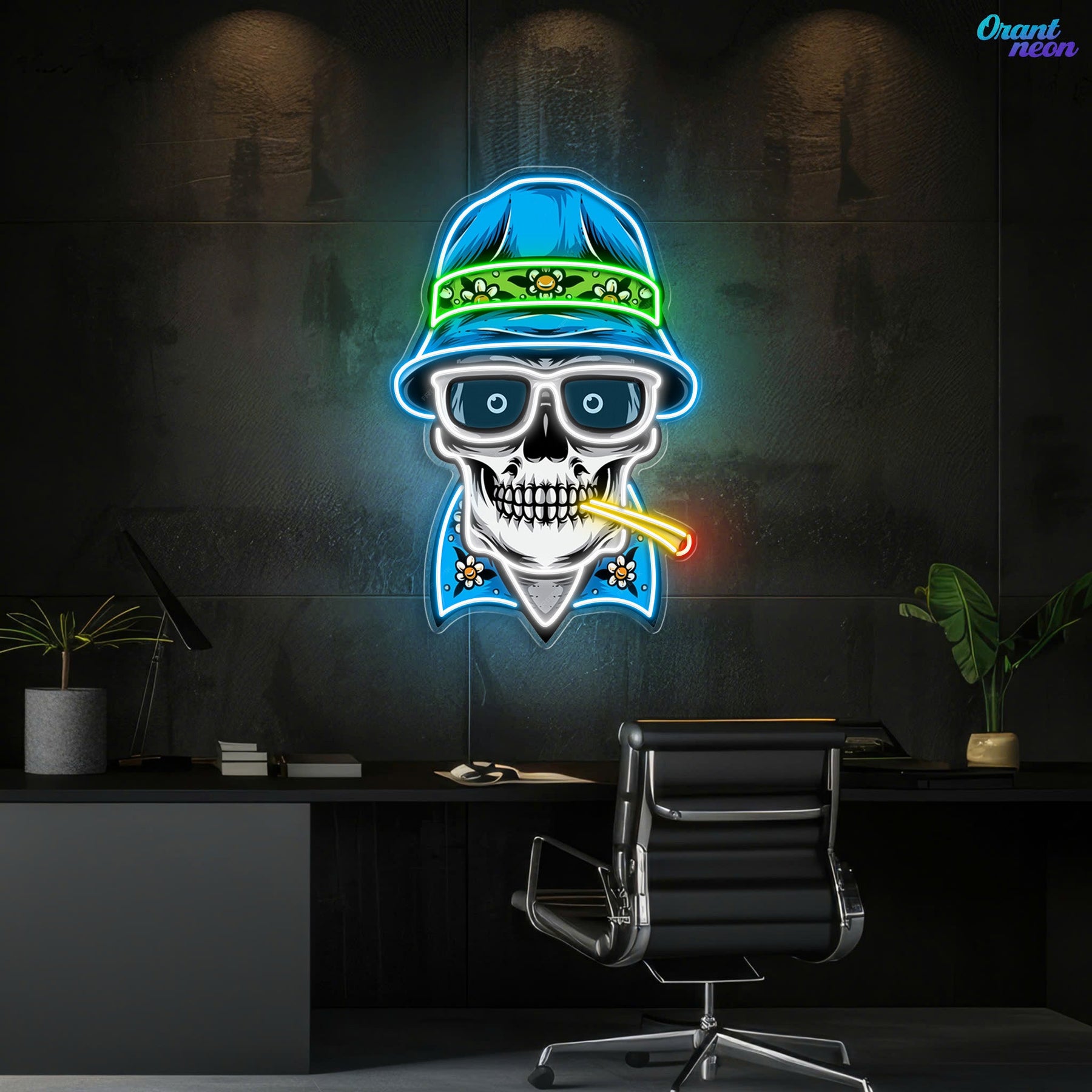 Hats, Bones & Smoke Rings Neon Sign Light Artwork