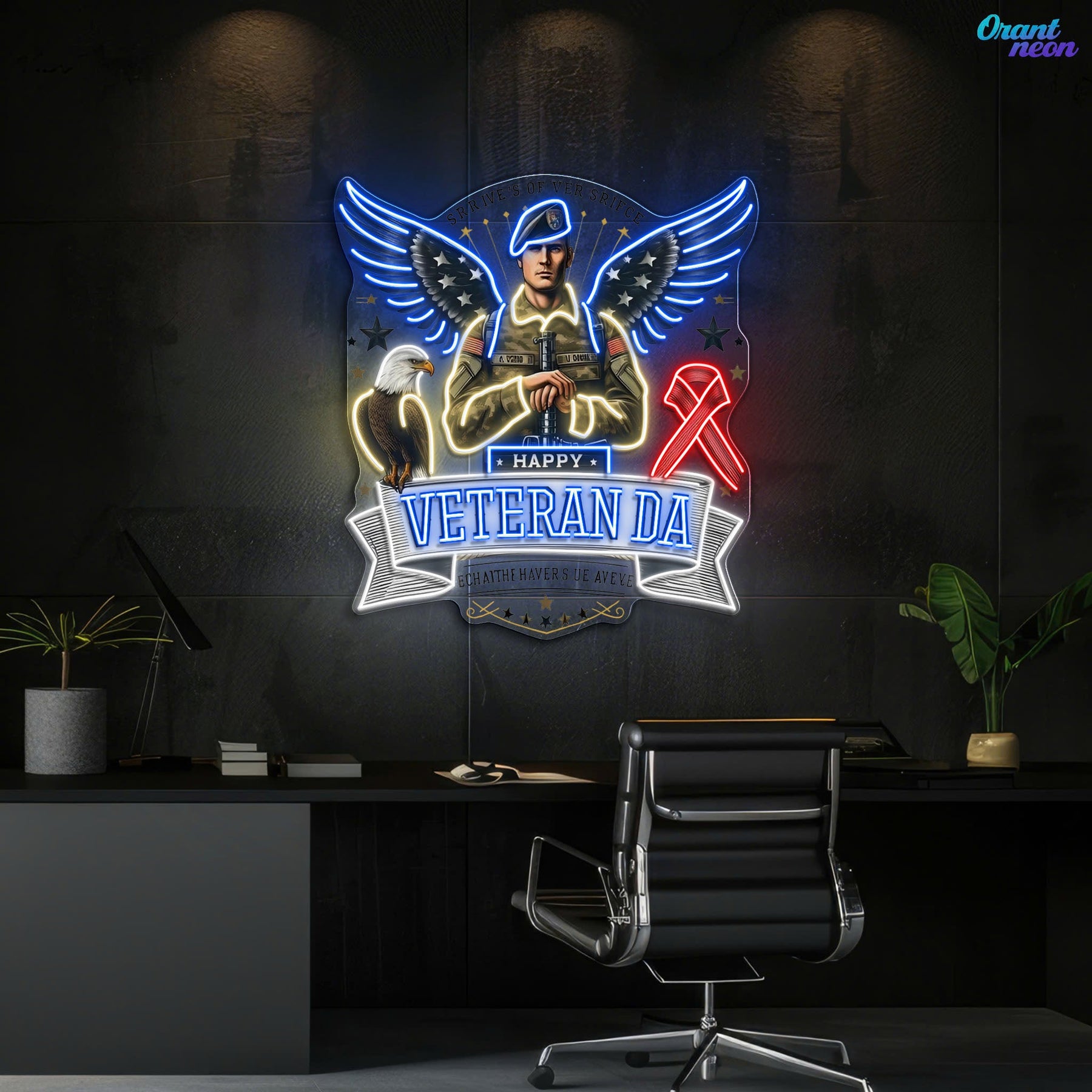 Soldier America Wings and Cool Eagle best Gift for Veteran Neon Sign Light Artwork