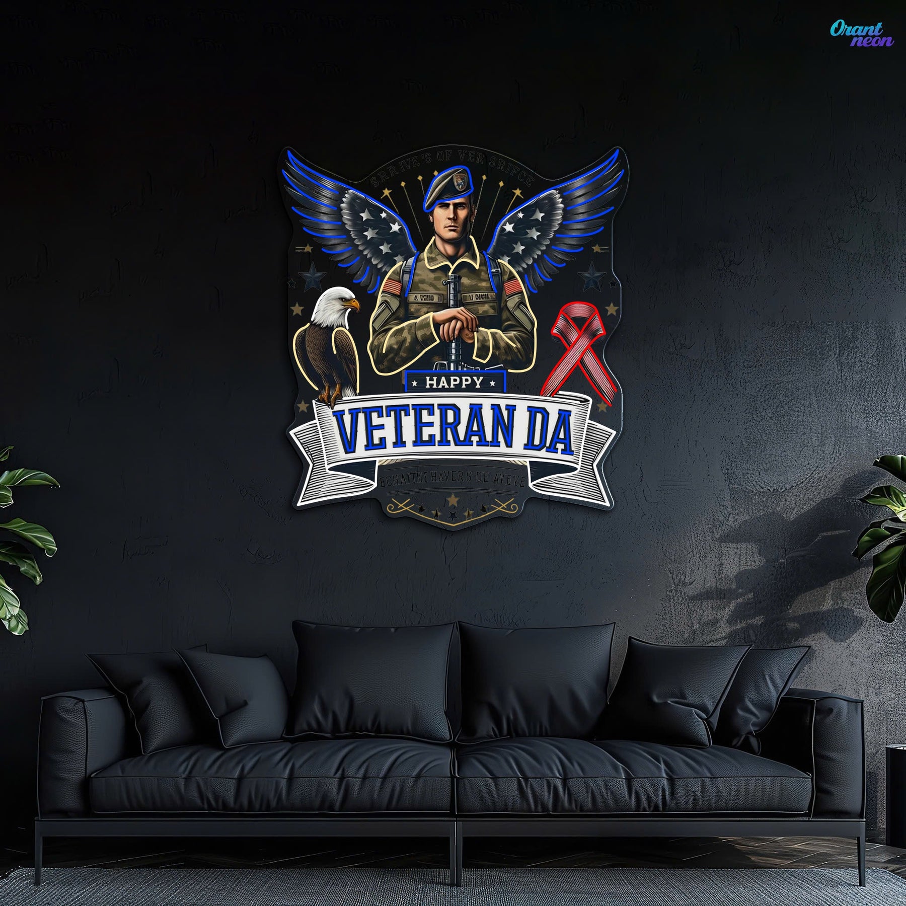 Soldier America Wings and Cool Eagle best Gift for Veteran Neon Sign Light Artwork