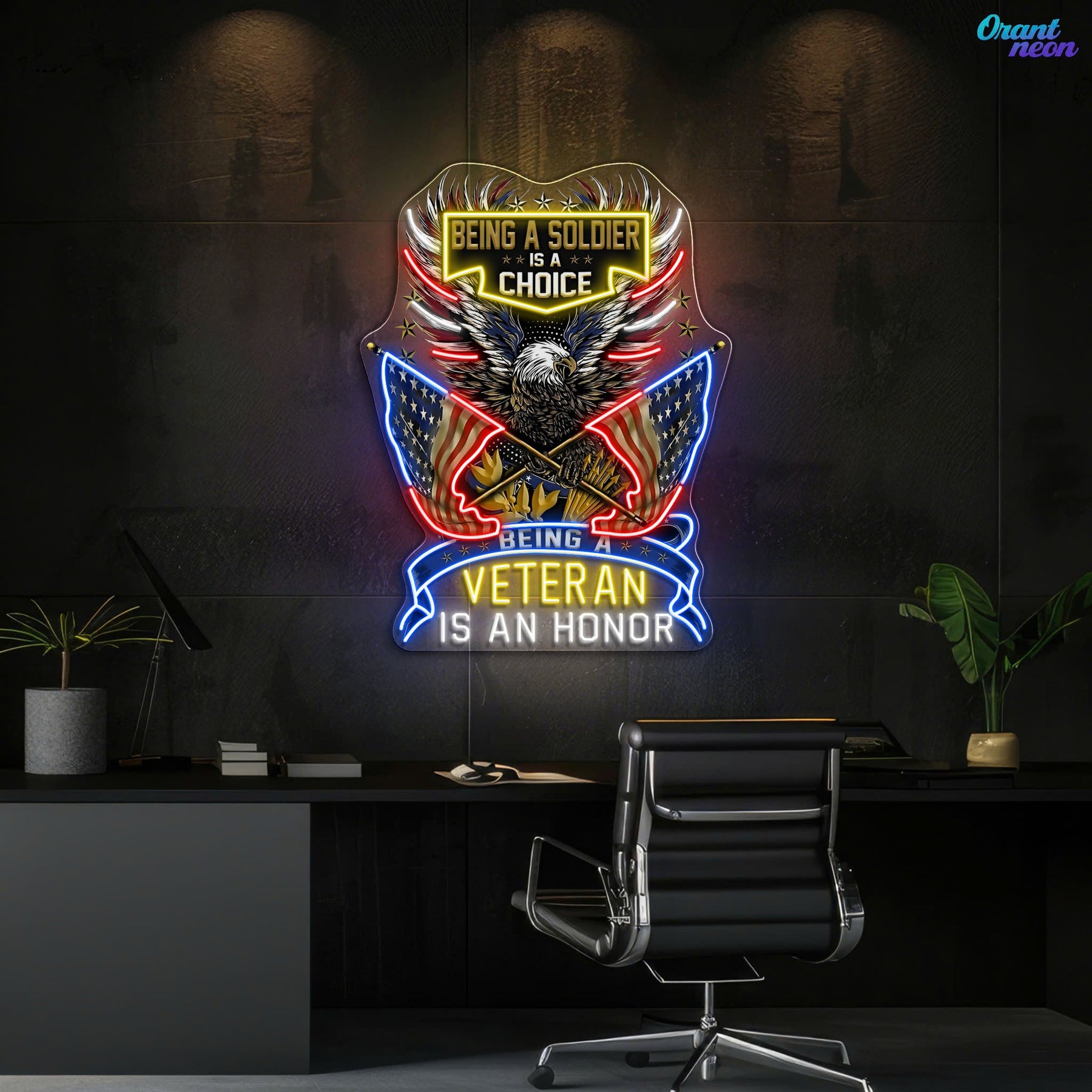 Eagle raise America Flags best Gift for the Veteran Neon Sign Light Artwork