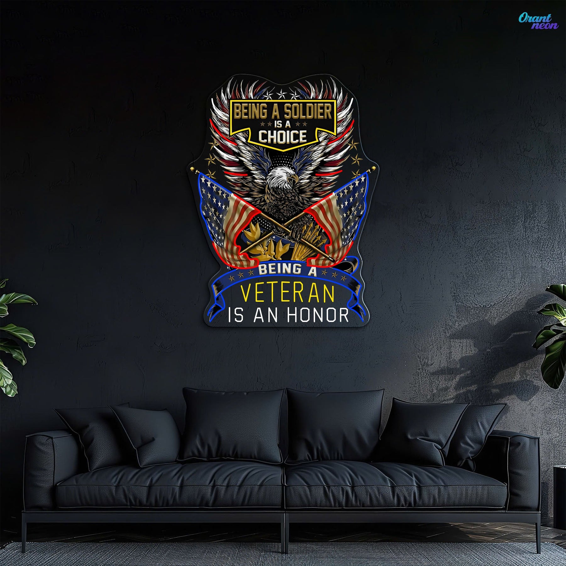 Eagle raise America Flags best Gift for the Veteran Neon Sign Light Artwork
