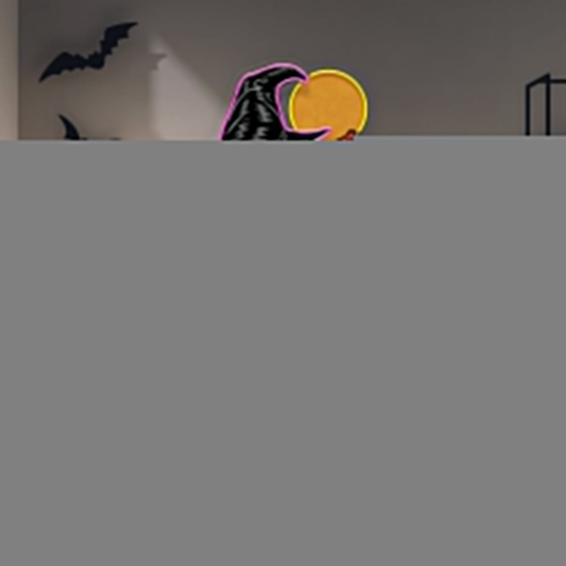 Witch And Moon Pumpkin Artwork Led Neon Sign Light