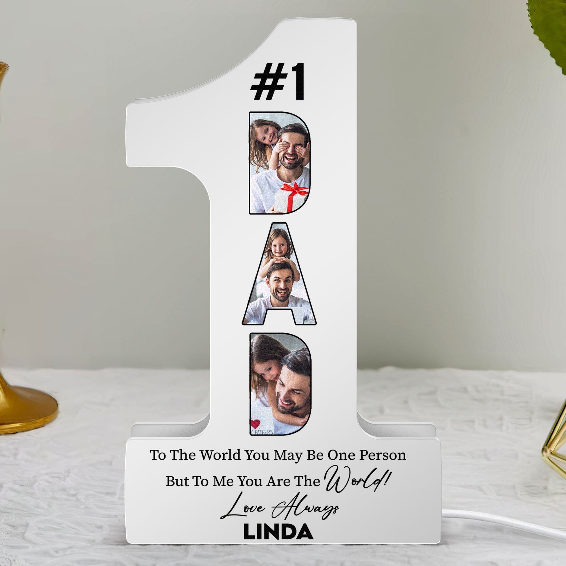 You Are The World #1 Dad - Personalized Photo Light Box