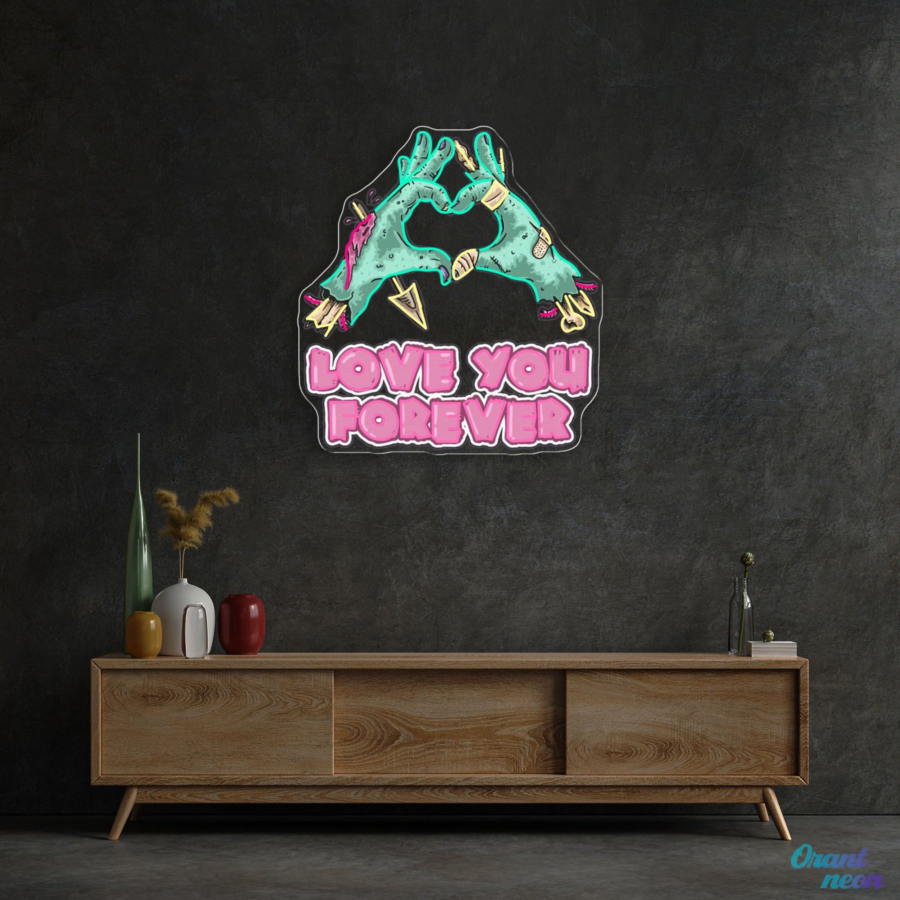 Risen for Love: A Valentine’s Zombie Glow Neon Sight Light Artwork