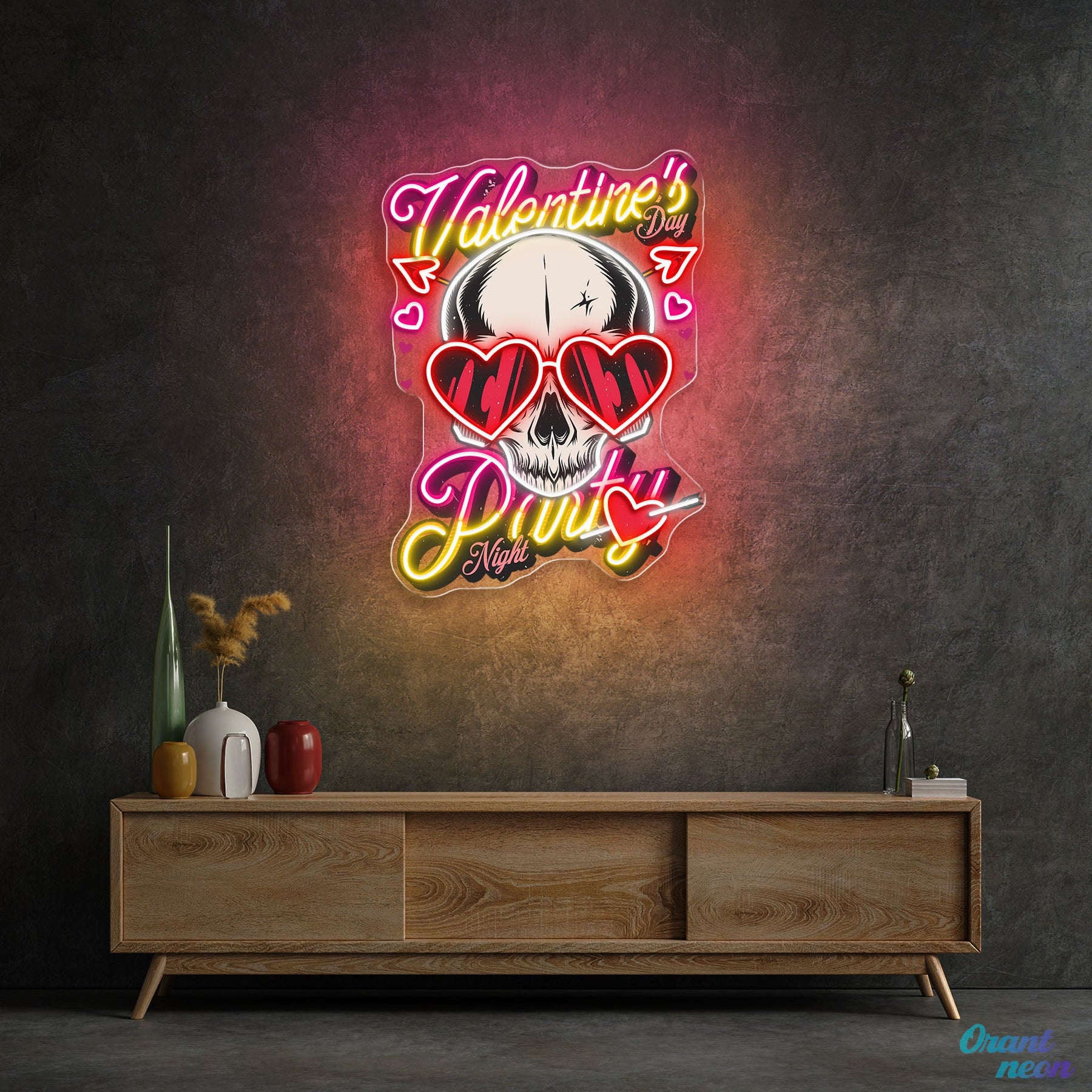 Love in the Skull of It: Valentine’s Glow Neon Sight Light Artwork