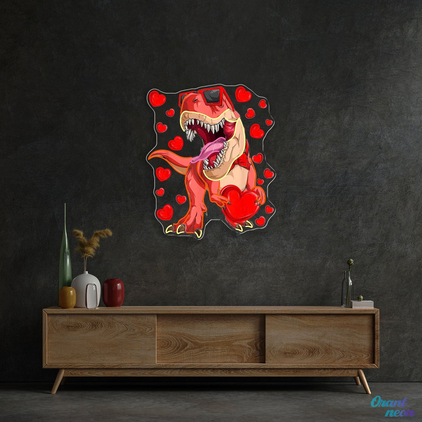 "Dino Love Affair" Best Gift For Valentine Neon Sight Light Artwork