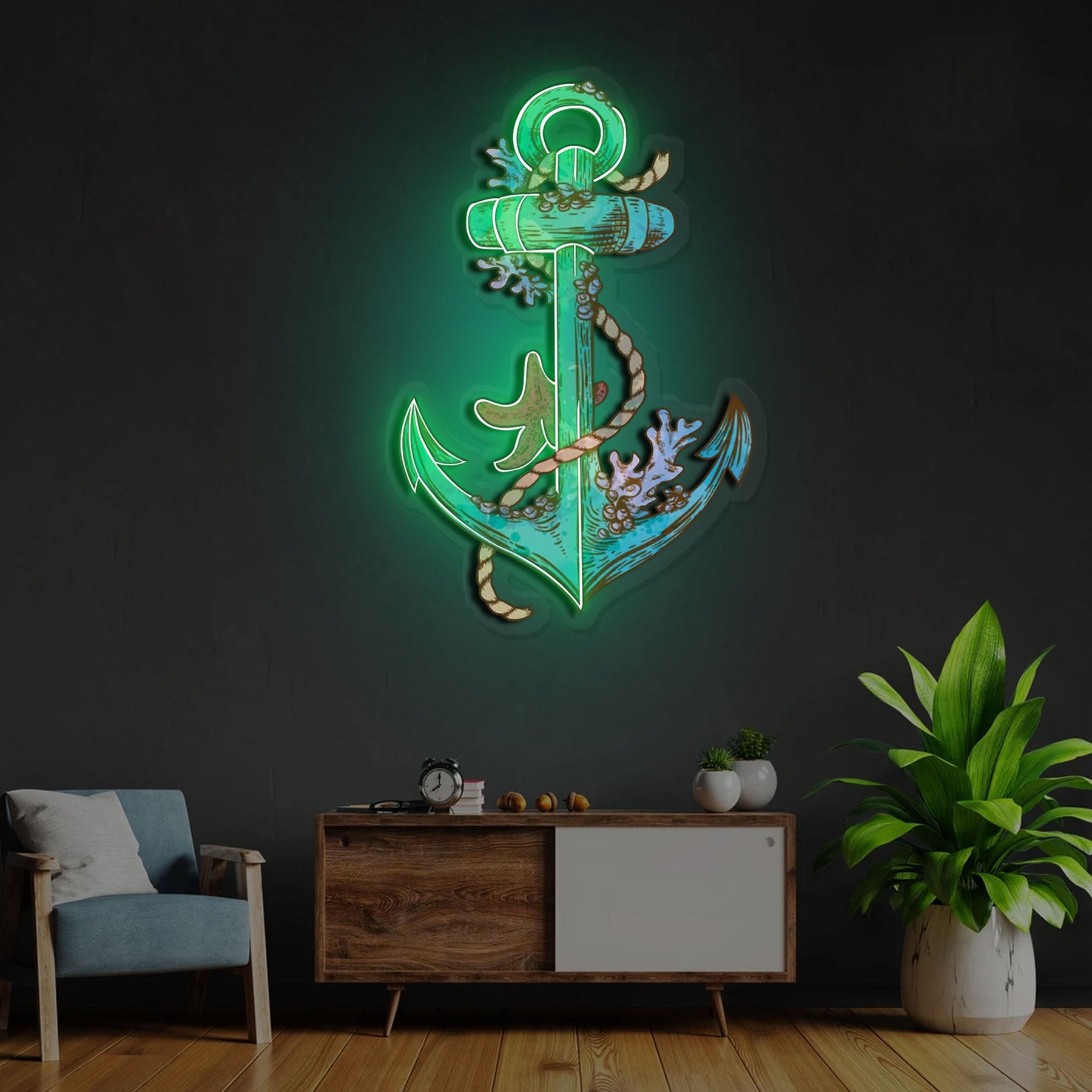 "Anchors Up" Neon x Acrylic Artwork