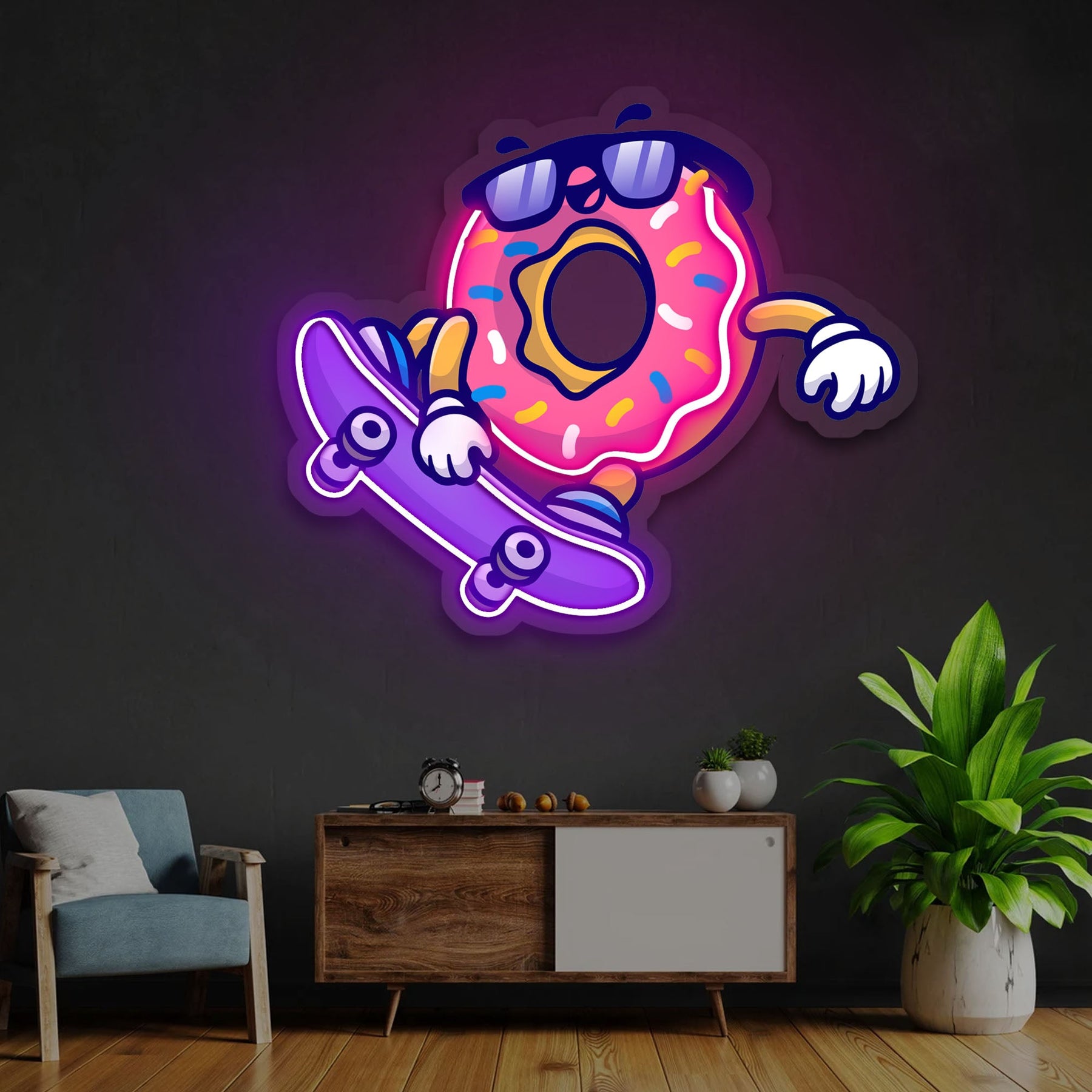 Beignet Mignon Jouant Skateboard Cartoon