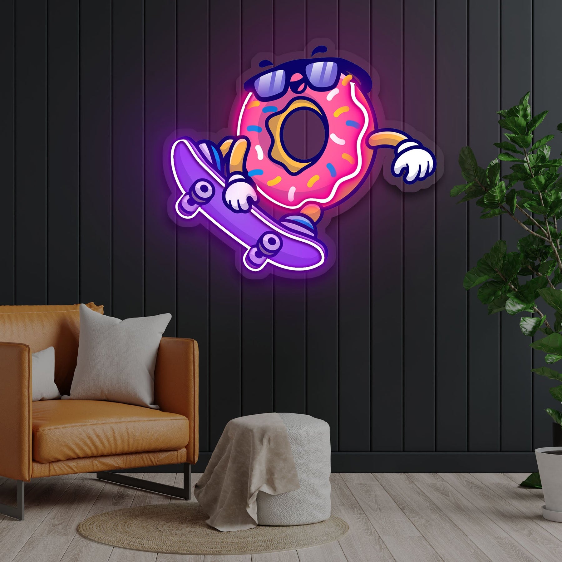 Beignet Mignon Jouant Skateboard Cartoon