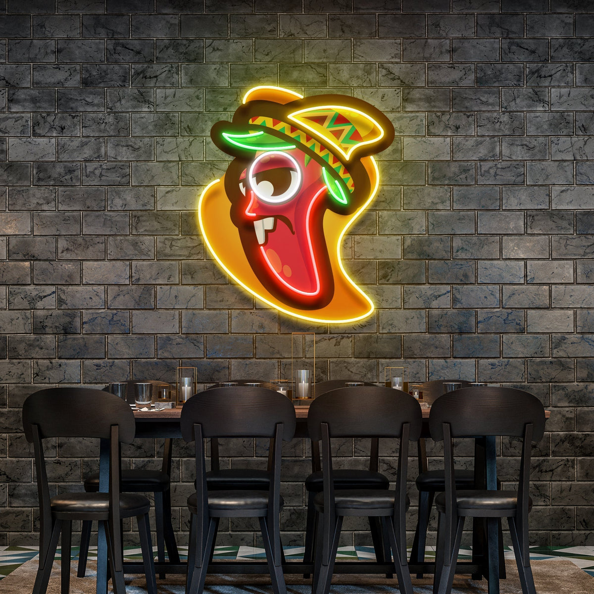Cartoon Mexican Chili Peppers Artwork Led Neon Sign Light