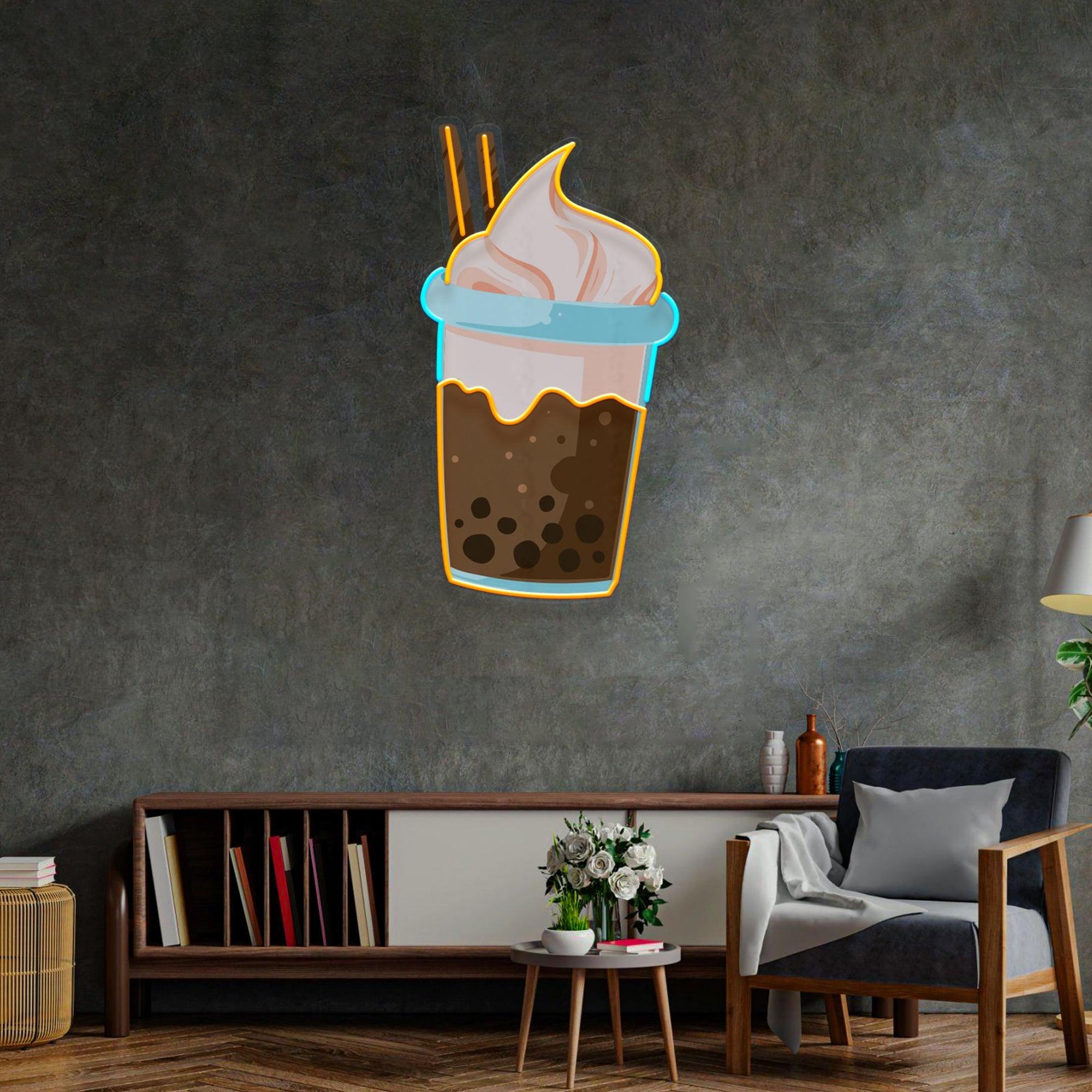 Choco Milktea Led Neon Acrylic Artwork
