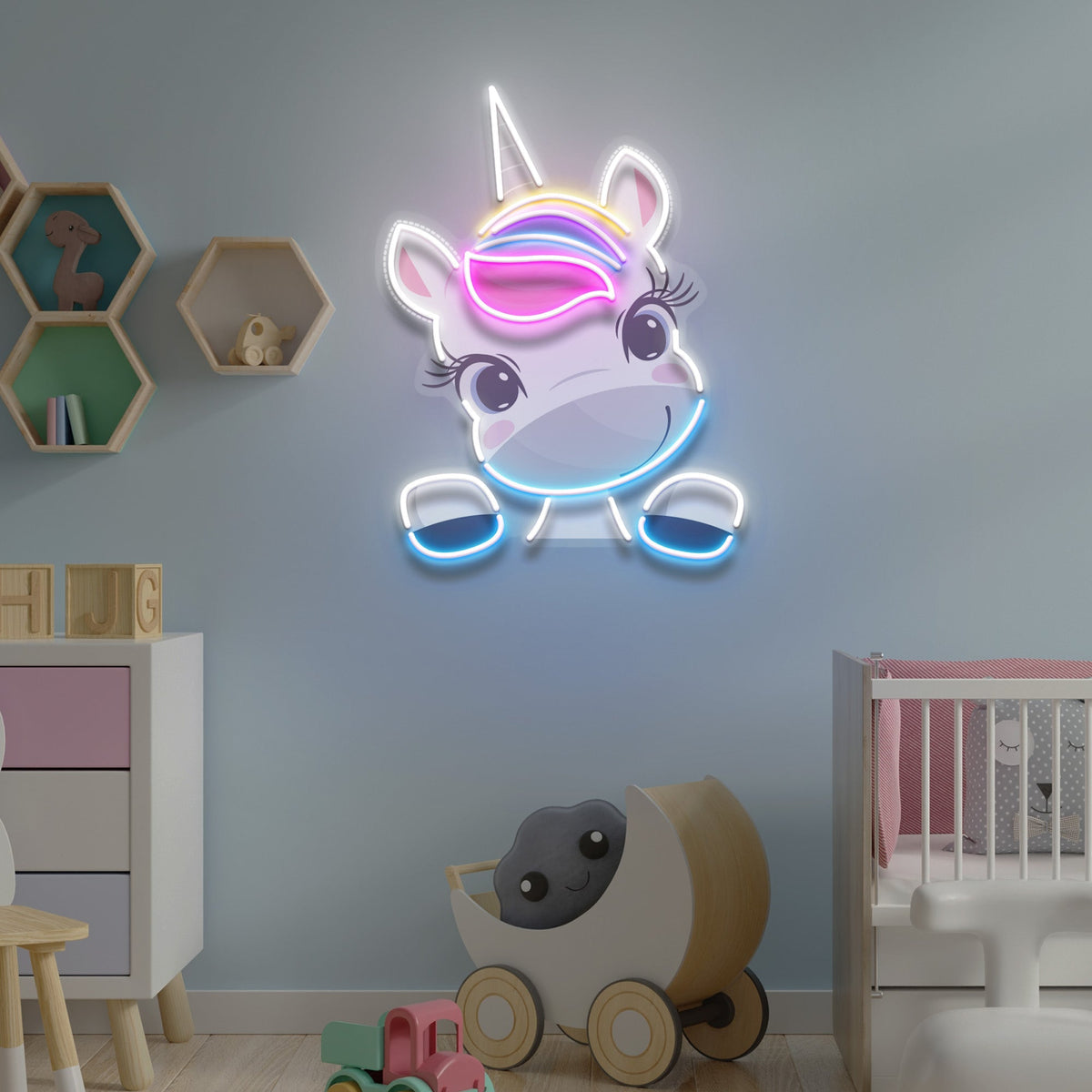 Custom Name Cute Unicorn Gift For Kids Artwork Led Neon Sign Light