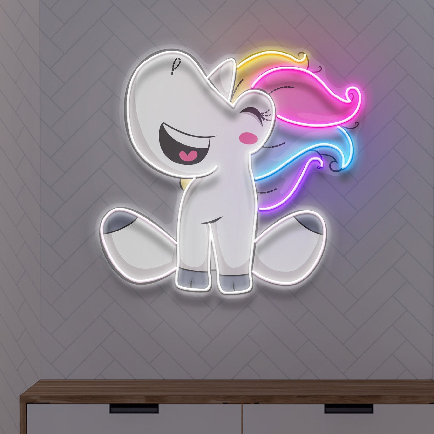 Custom Name Cute Unicorn Girl Artwork Led Neon Sign Light