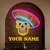 Custom Name Dead Day Party Sugar Skull Or Halloween Holiday Artwork Led Neon Sign Light