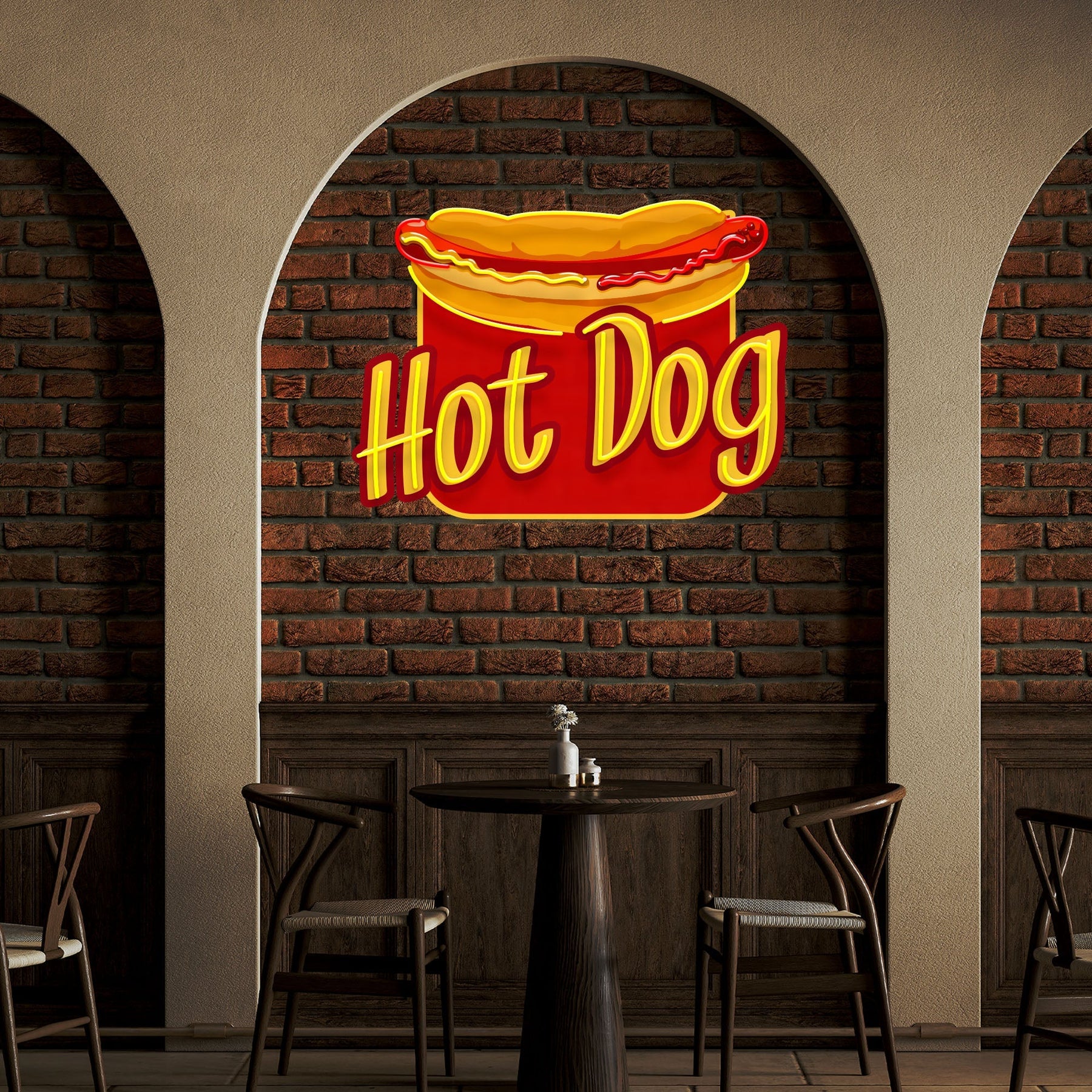 Custom Name Fast Food Restaurant With Hot Dog Led Neon Sign Light
