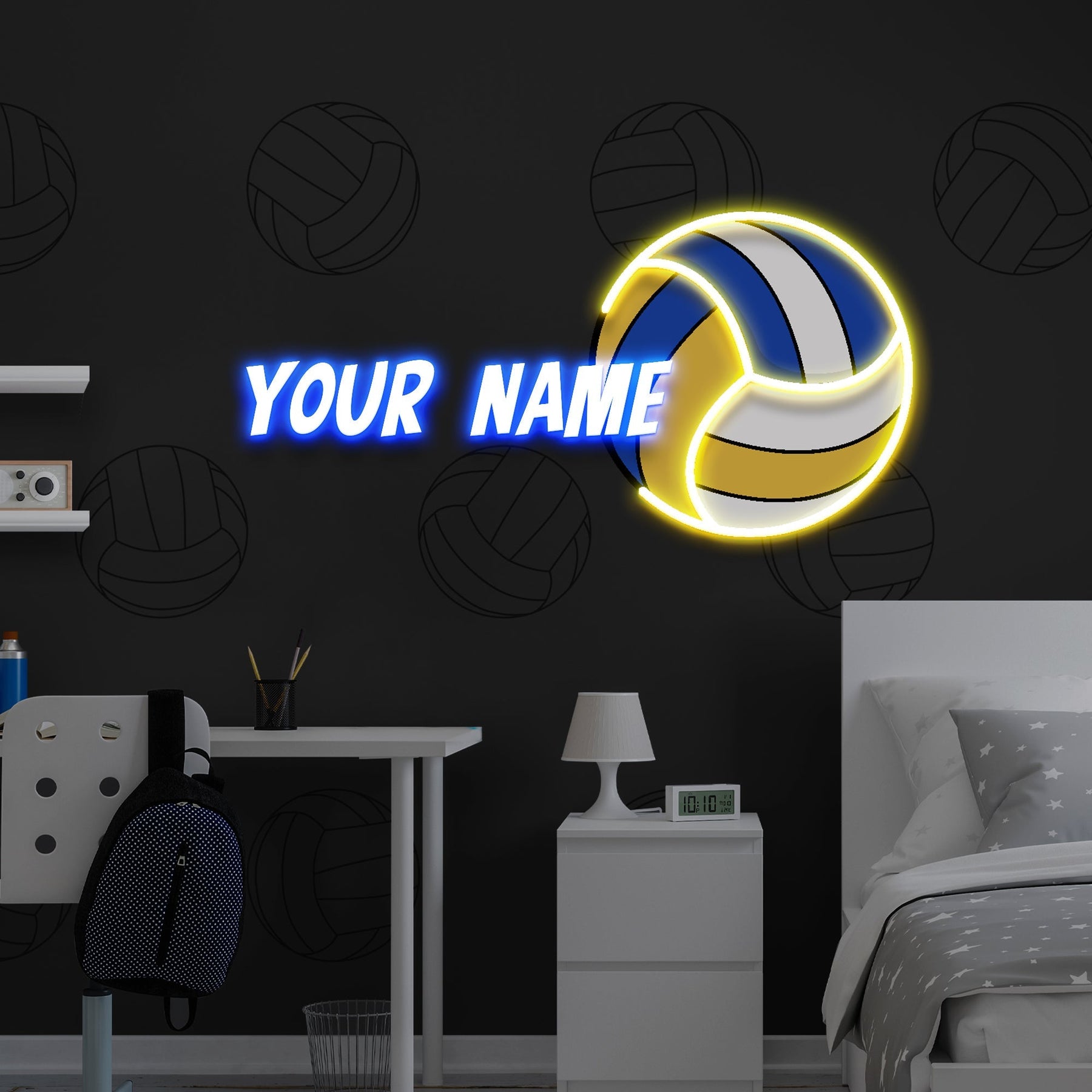 Custom Name Volley Ball Gift For Kids Artwork Led Neon Sign Light