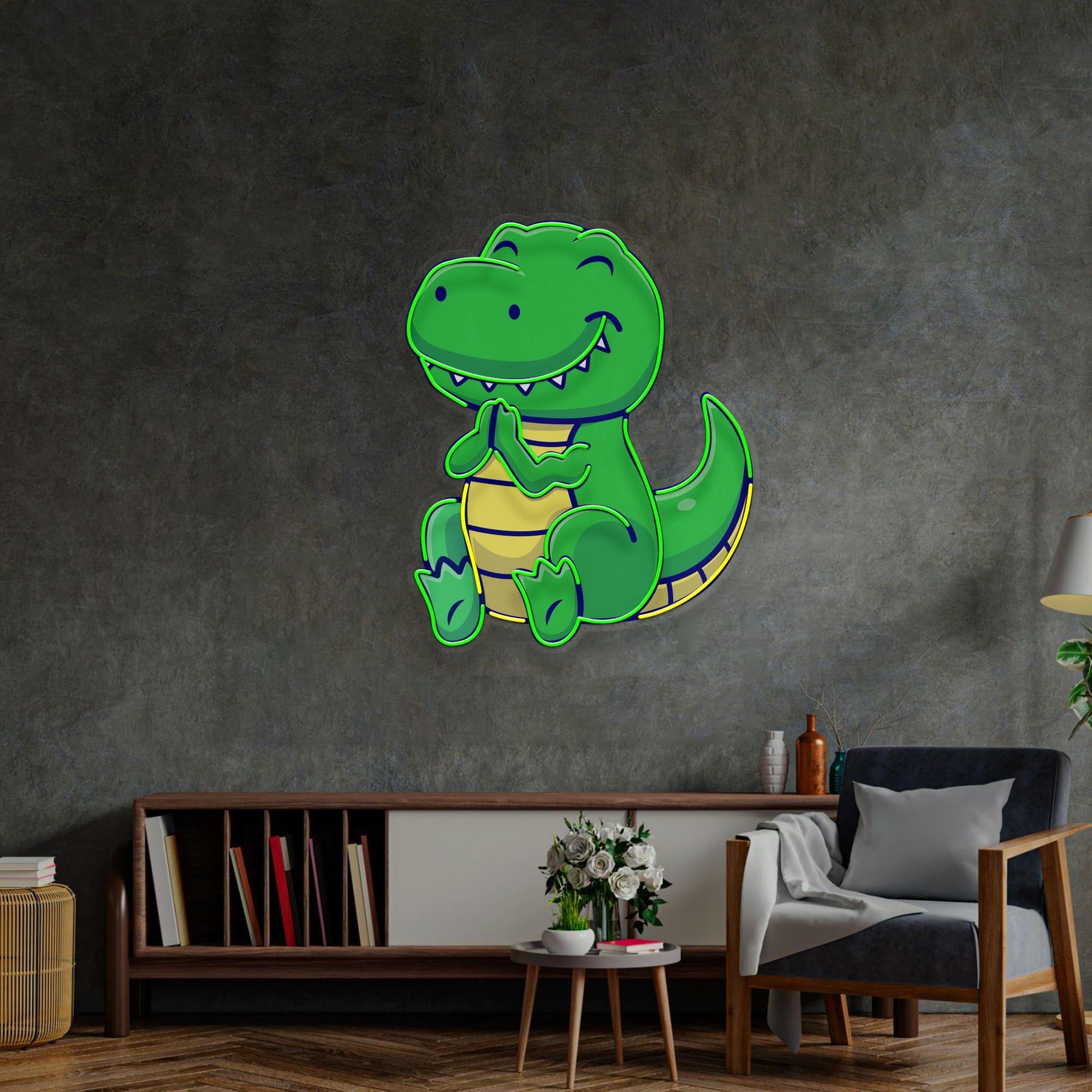 Dinosaur Clapping LED Neon Sign Light Pop Art