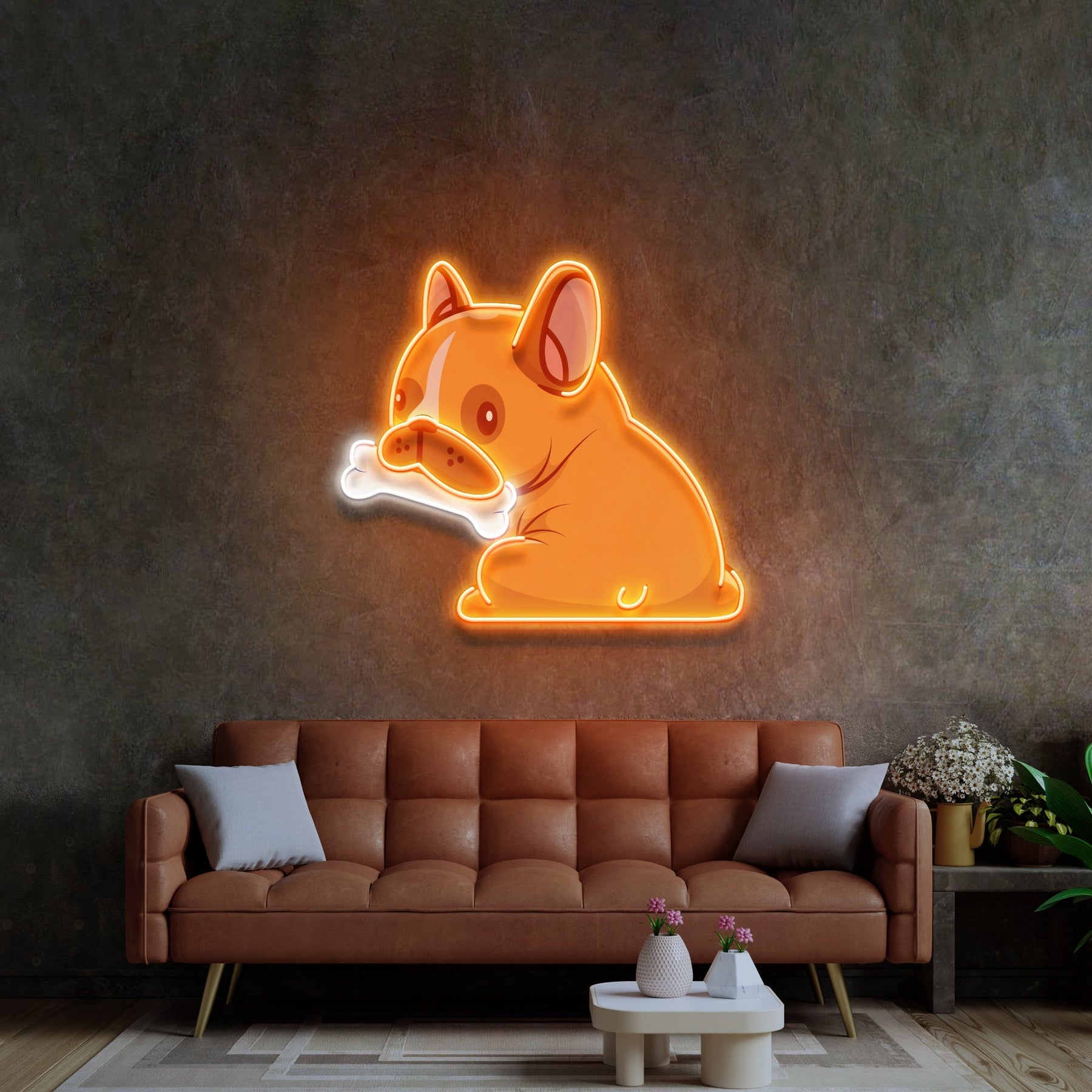 Dog Gnawing Bone LED Neon Sign Light Pop Art