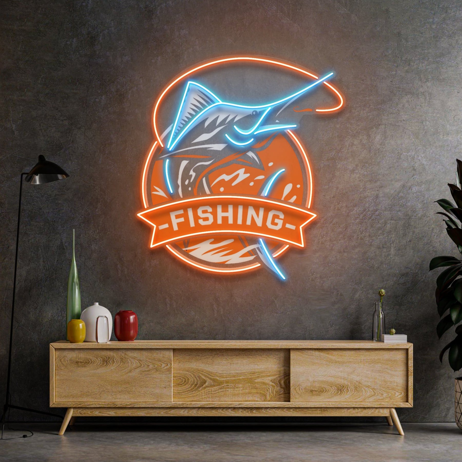 Fishing Logo LED Neon Sign Light Pop Art