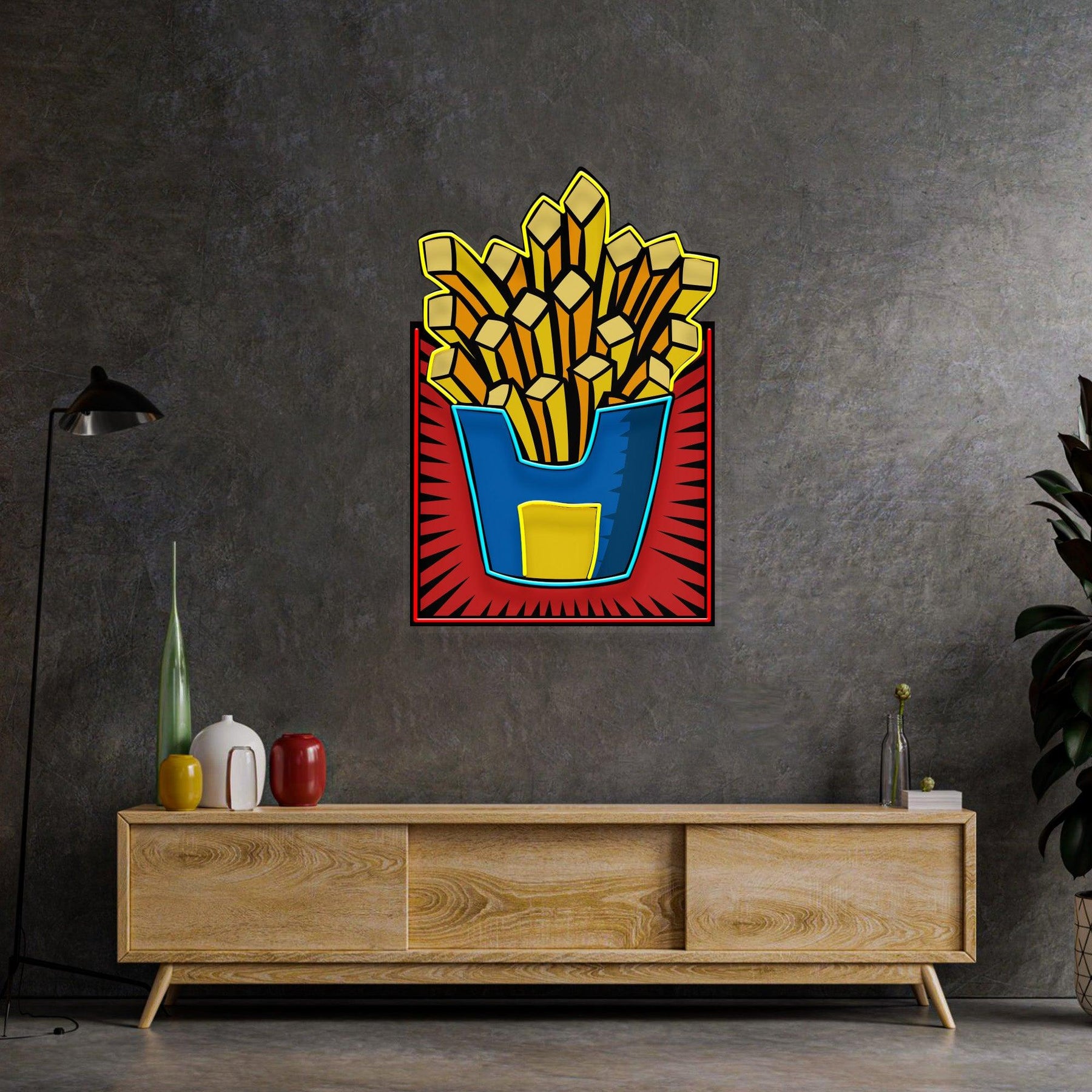 French Fries Led Neon Acrylic Artwork