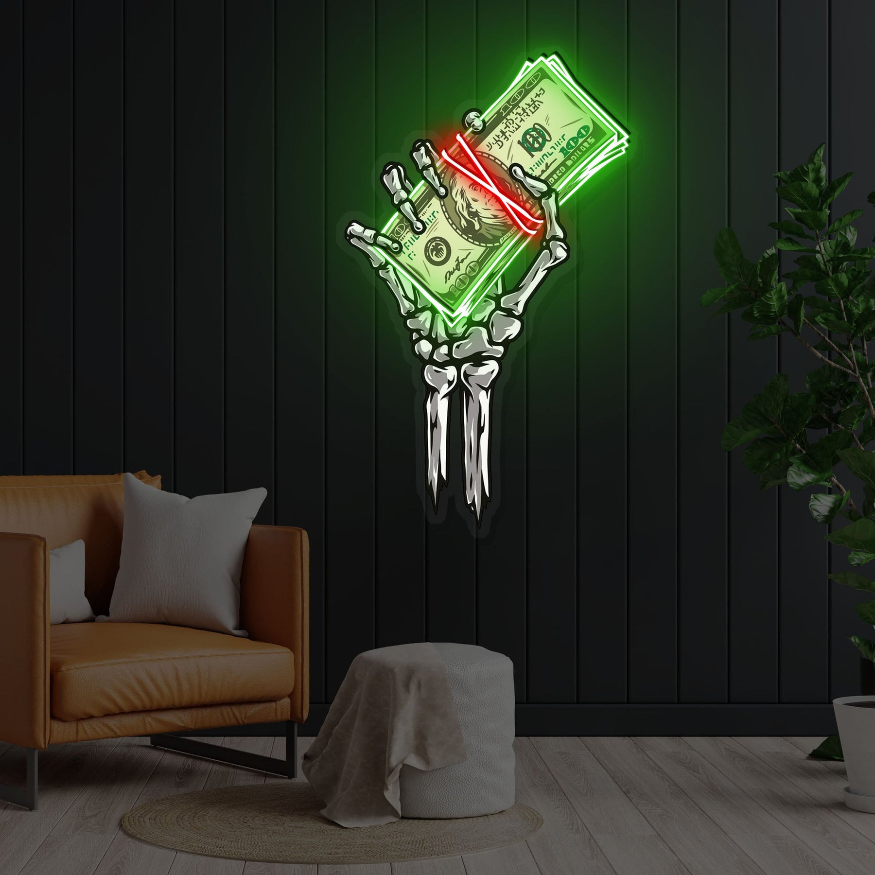 "Get Rich or Die Trying" Neon x Acrylic Artwork