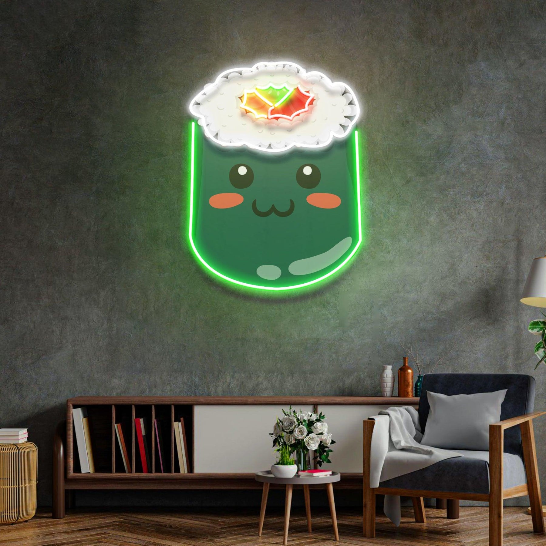 Green Sushi Led Neon Acrylic Artwork