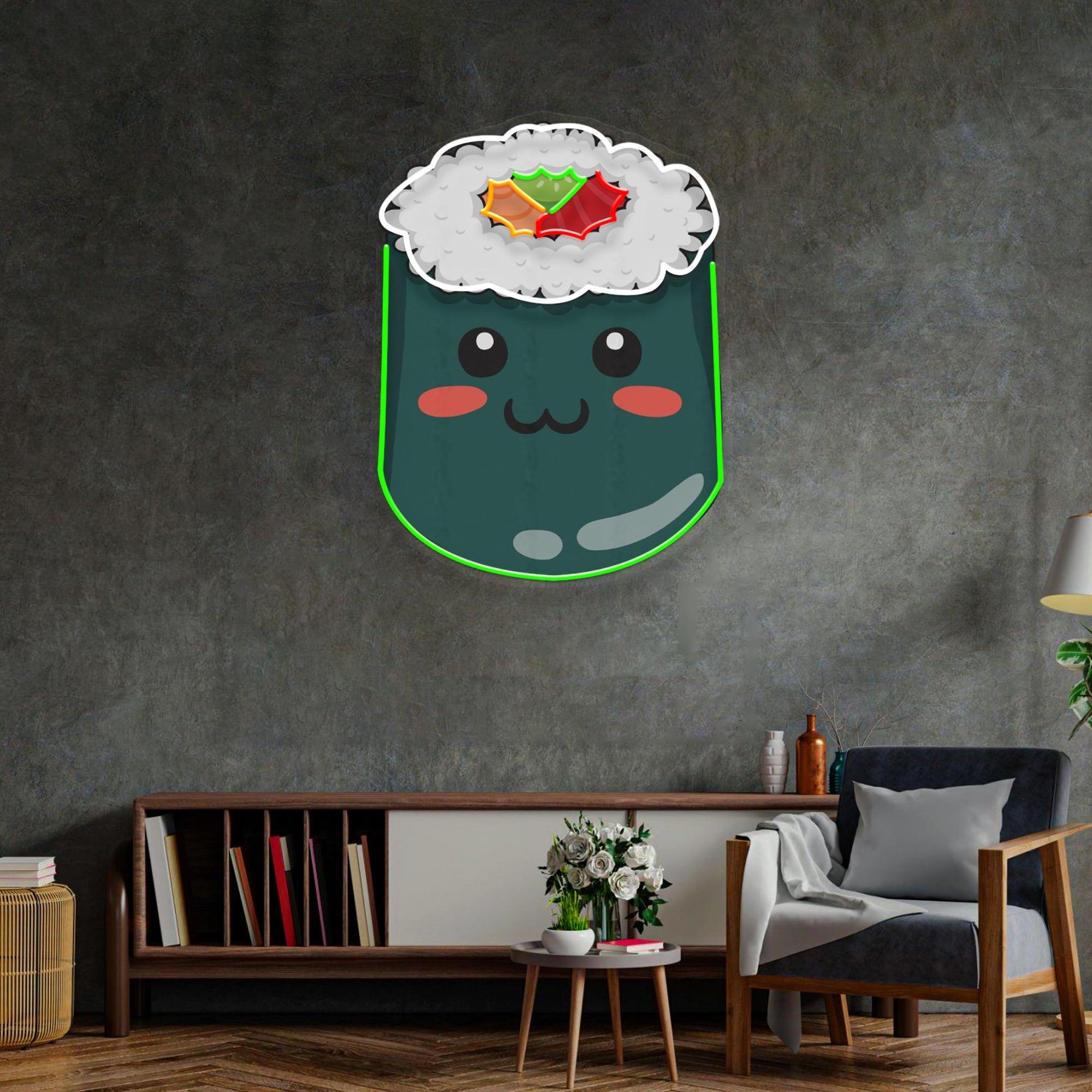 Green Sushi Led Neon Acrylic Artwork