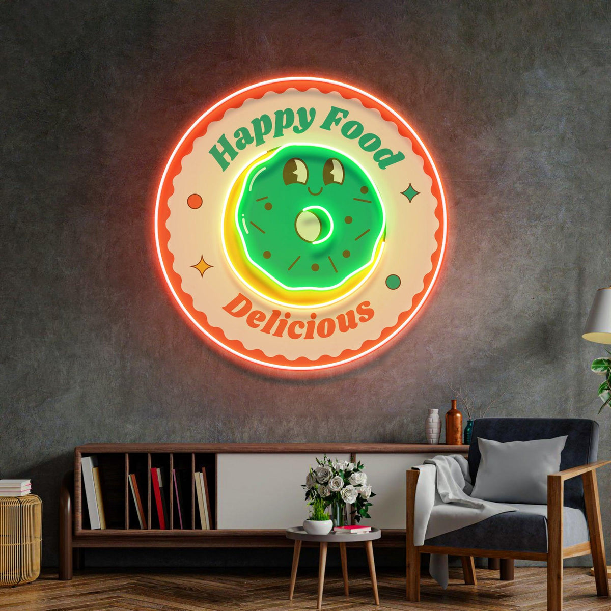 Happy Food Delicious Led Neon Acrylic Artwork