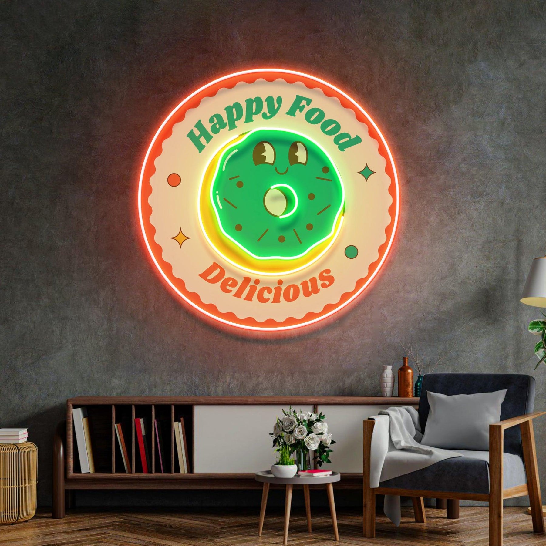 Happy Food Delicious Led Neon Acrylic Artwork
