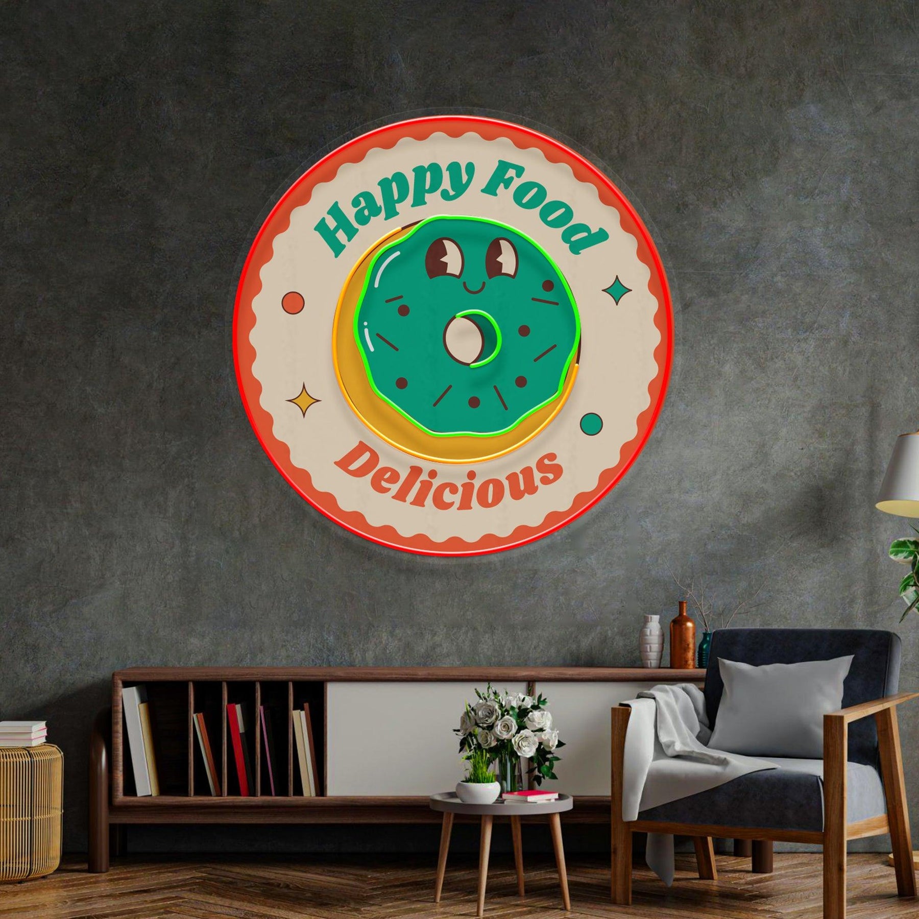 Happy Food Delicious Led Neon Acrylic Artwork