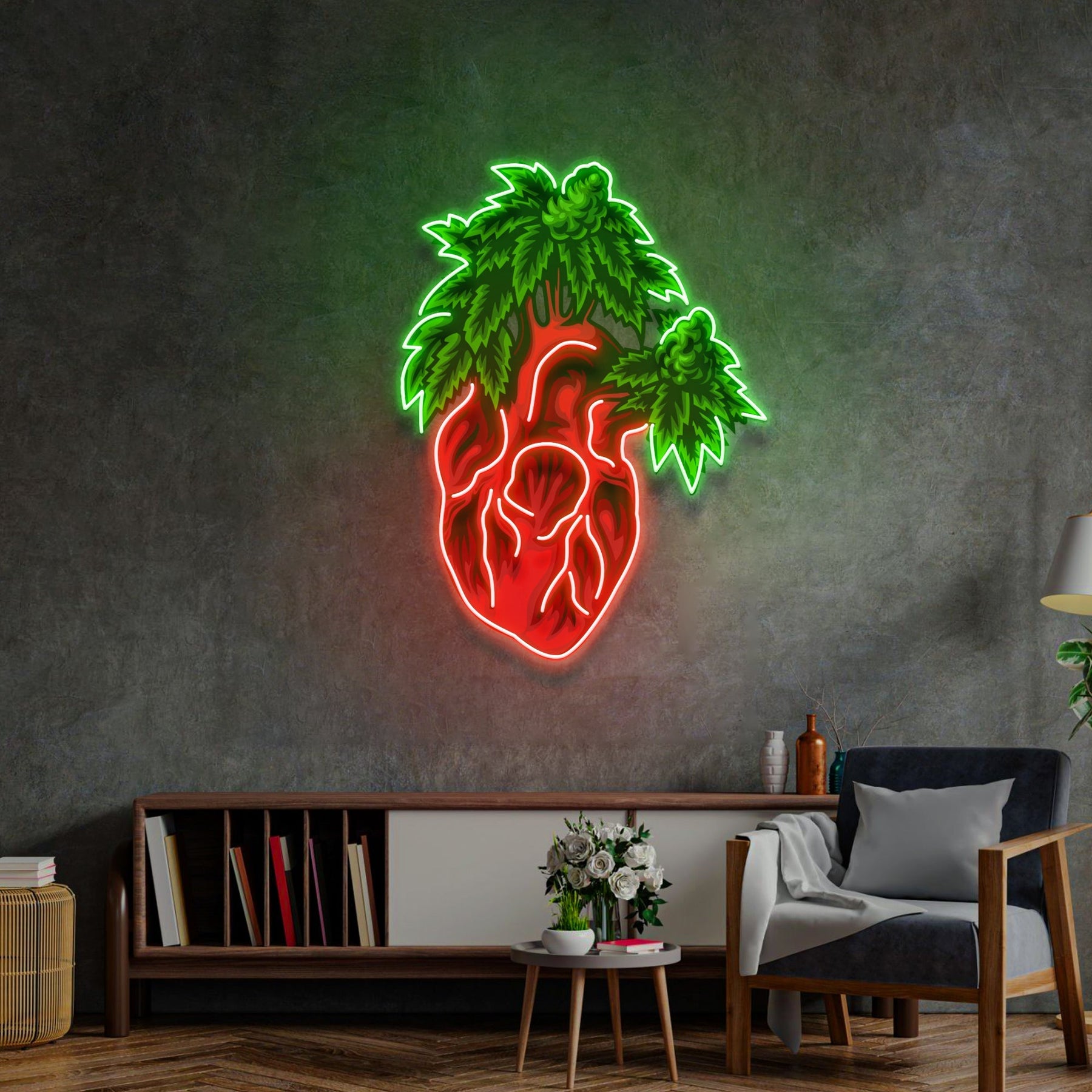 Heart Marijuana LED Neon Sign Light Pop Art