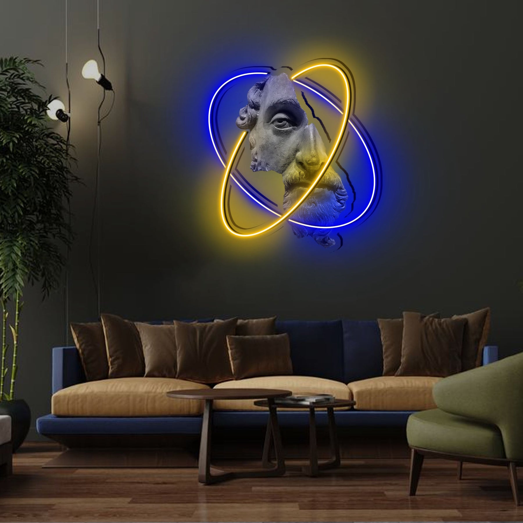 Marcus Aurelius Half Face Neon x Acrylic Artwork