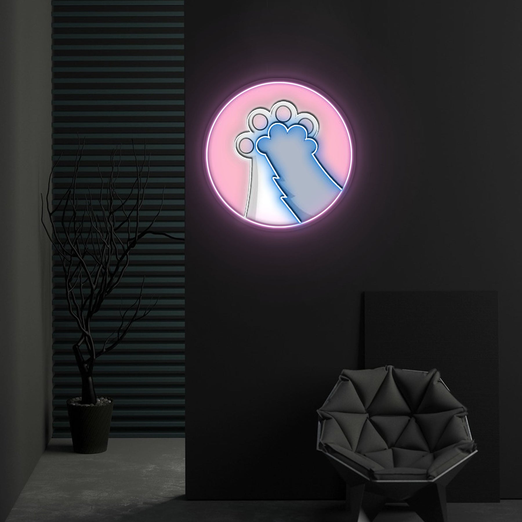 Pink Catculator Neon Sign x Acrylic Artwork
