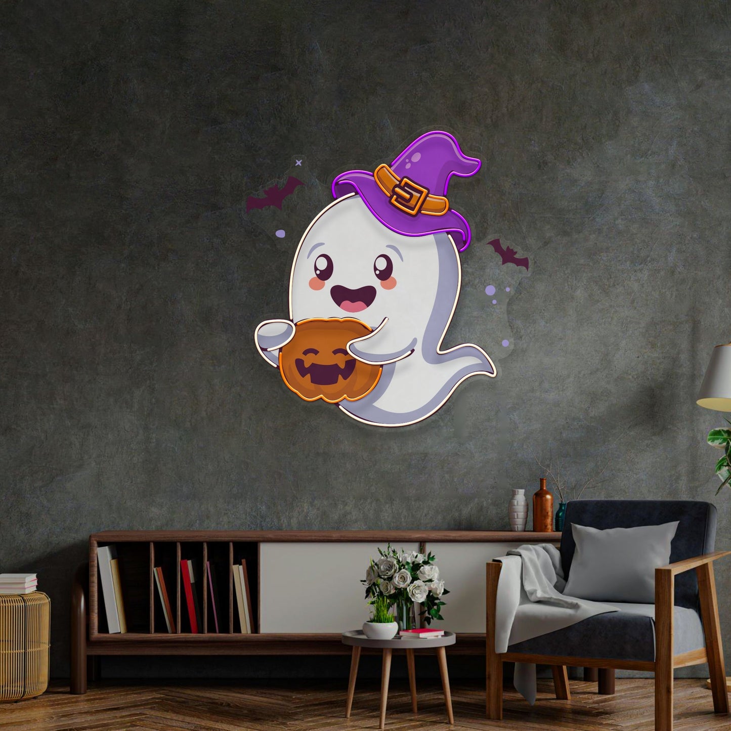 Playful Ghost Floating LED Neon Sign Light Pop Art