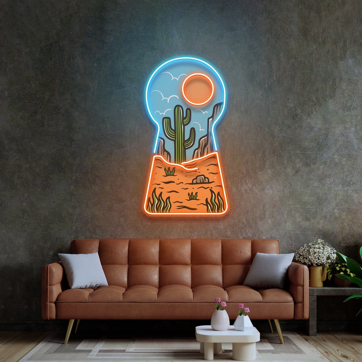 Red Desert Led Neon Acrylic Artwork