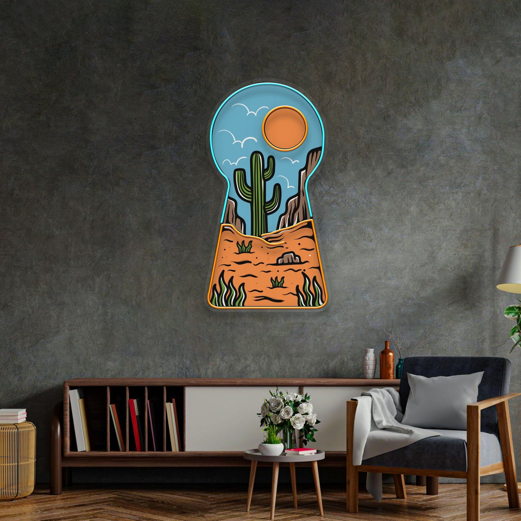 Red Desert Led Neon Acrylic Artwork