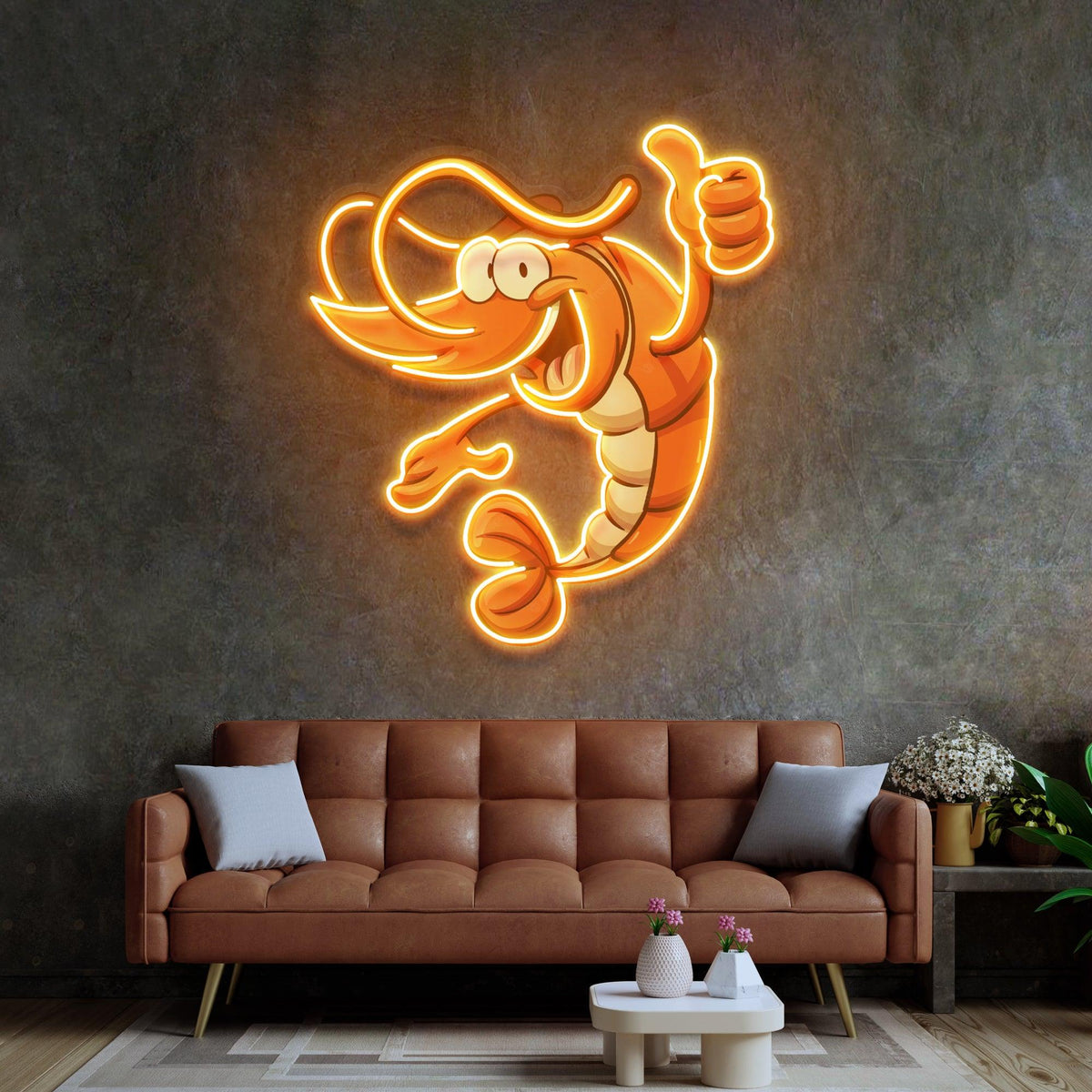 Thumps-up Shrimp Led Neon Acrylic Artwork