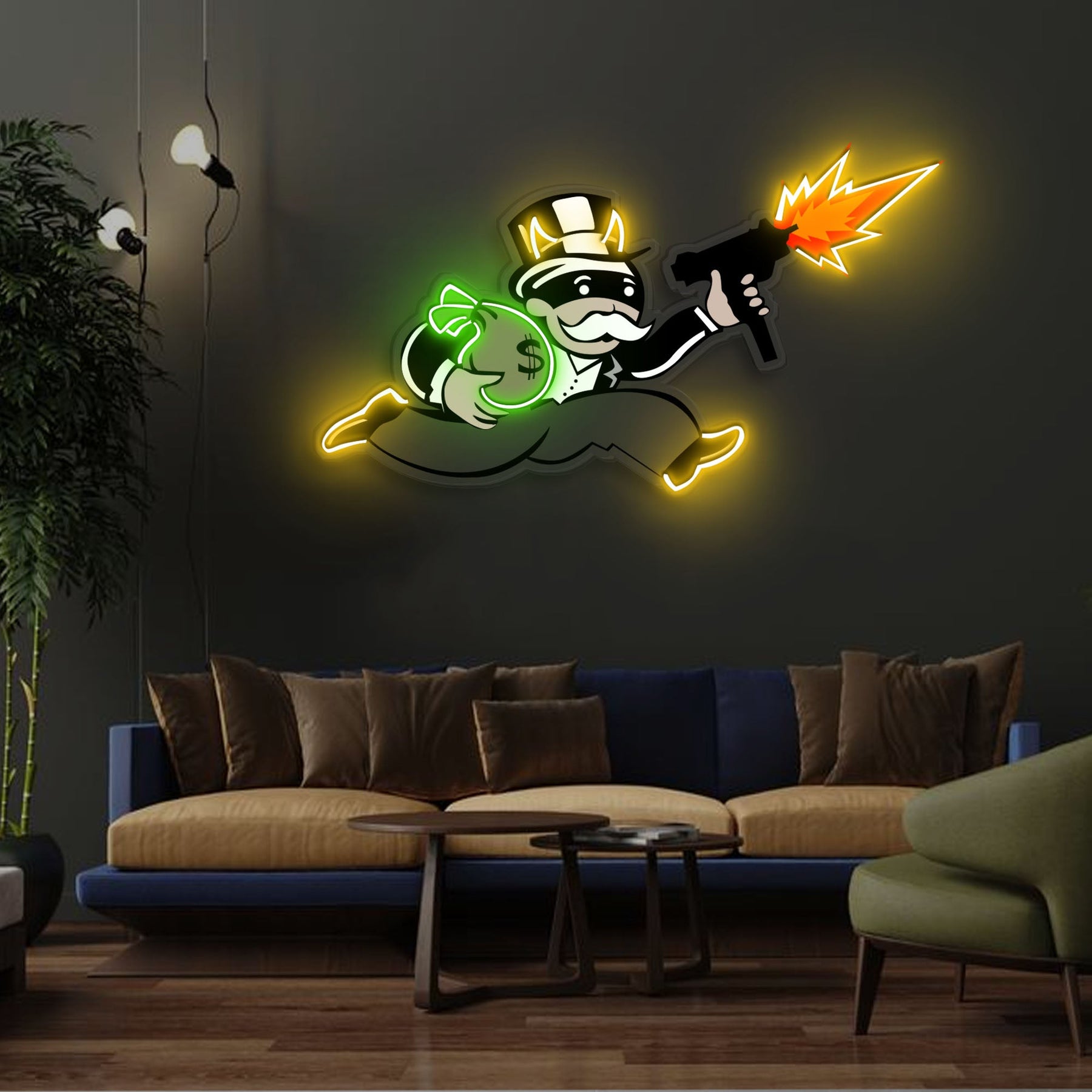 "Violent Monopoly Gun" Neon x Acrylic Artwork