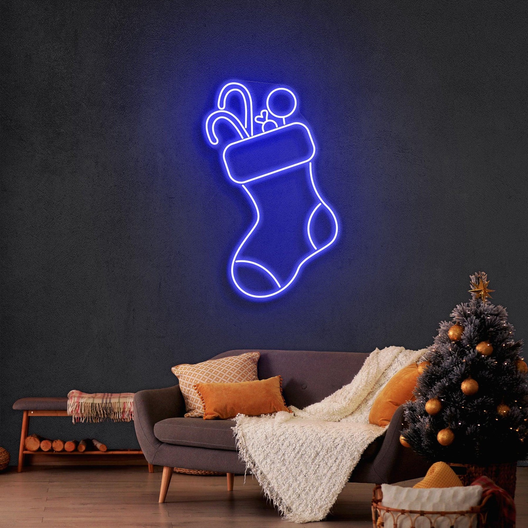 Candy With Christmas Sock Neon Sign
