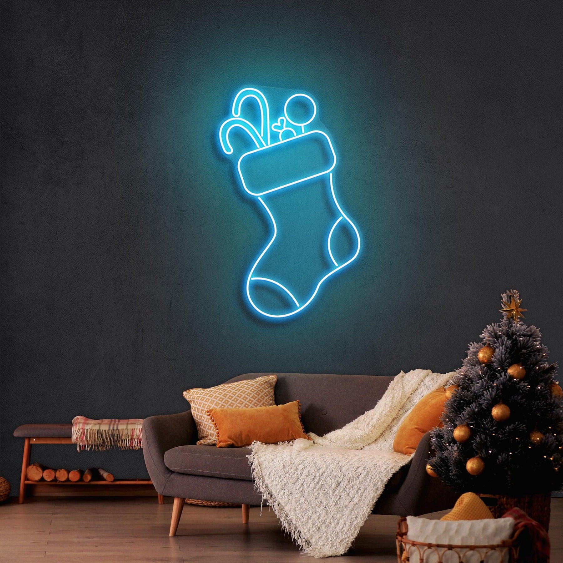 Candy With Christmas Sock Neon Sign