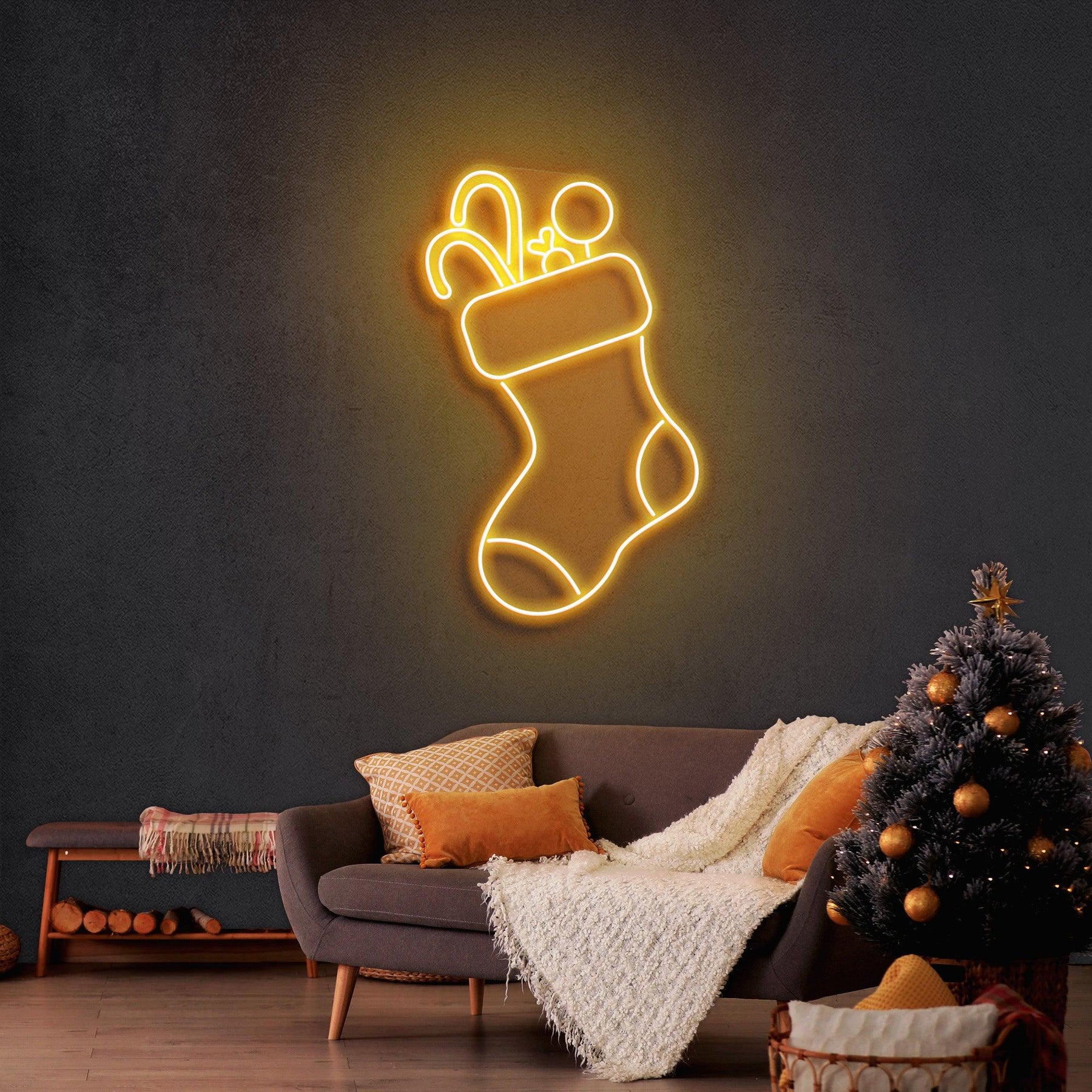 Candy With Christmas Sock Neon Sign