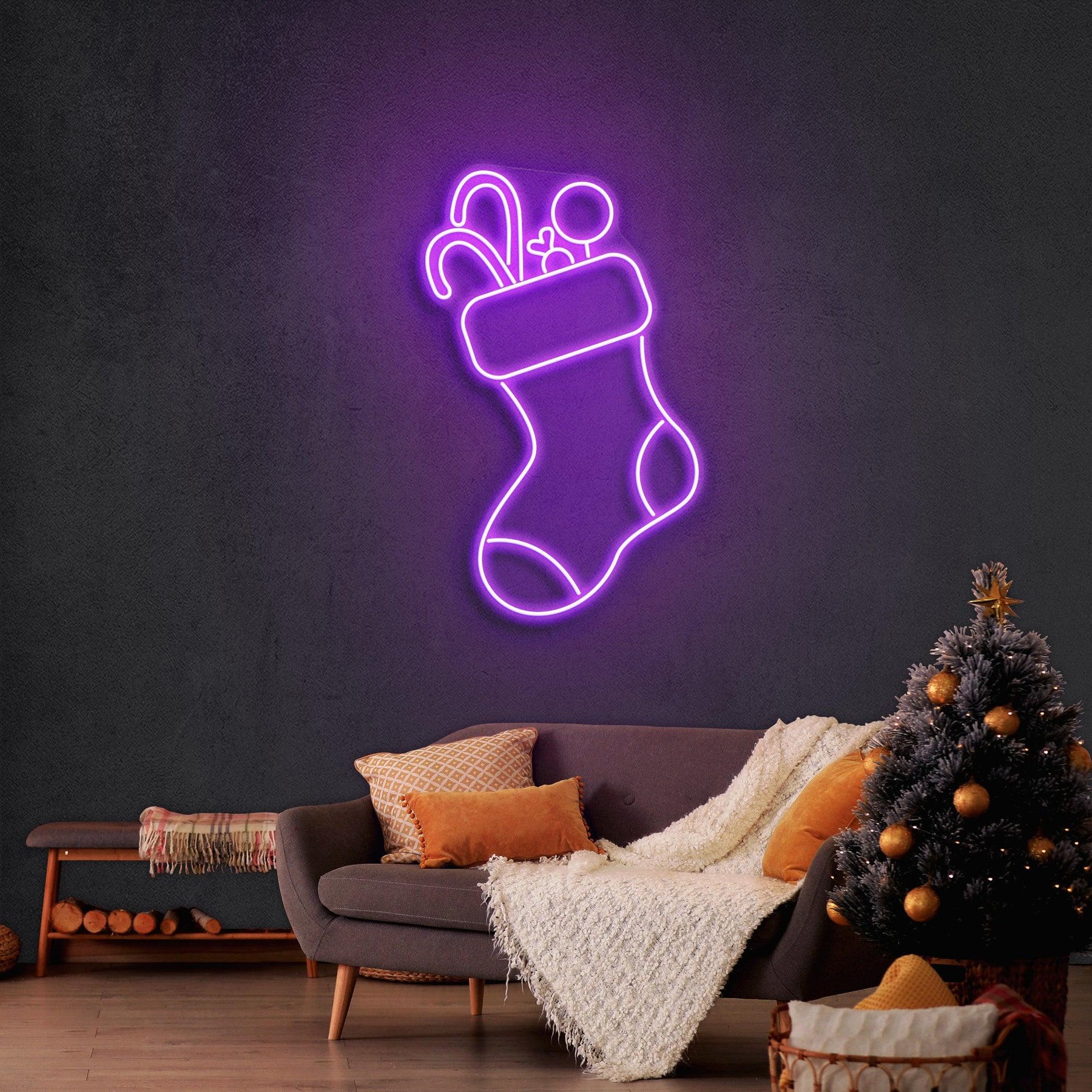 Candy With Christmas Sock Neon Sign