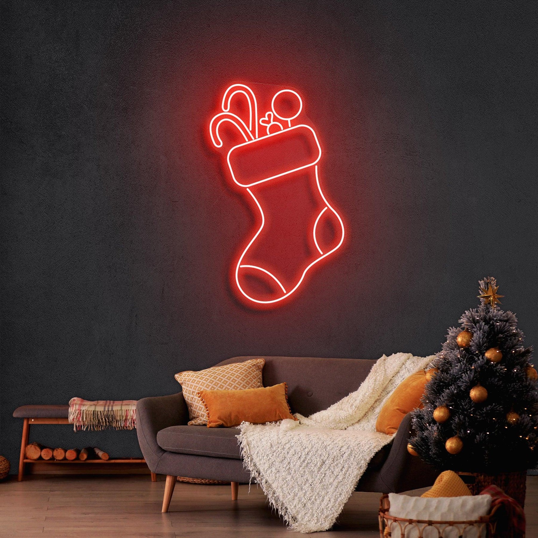 Candy With Christmas Sock Neon Sign