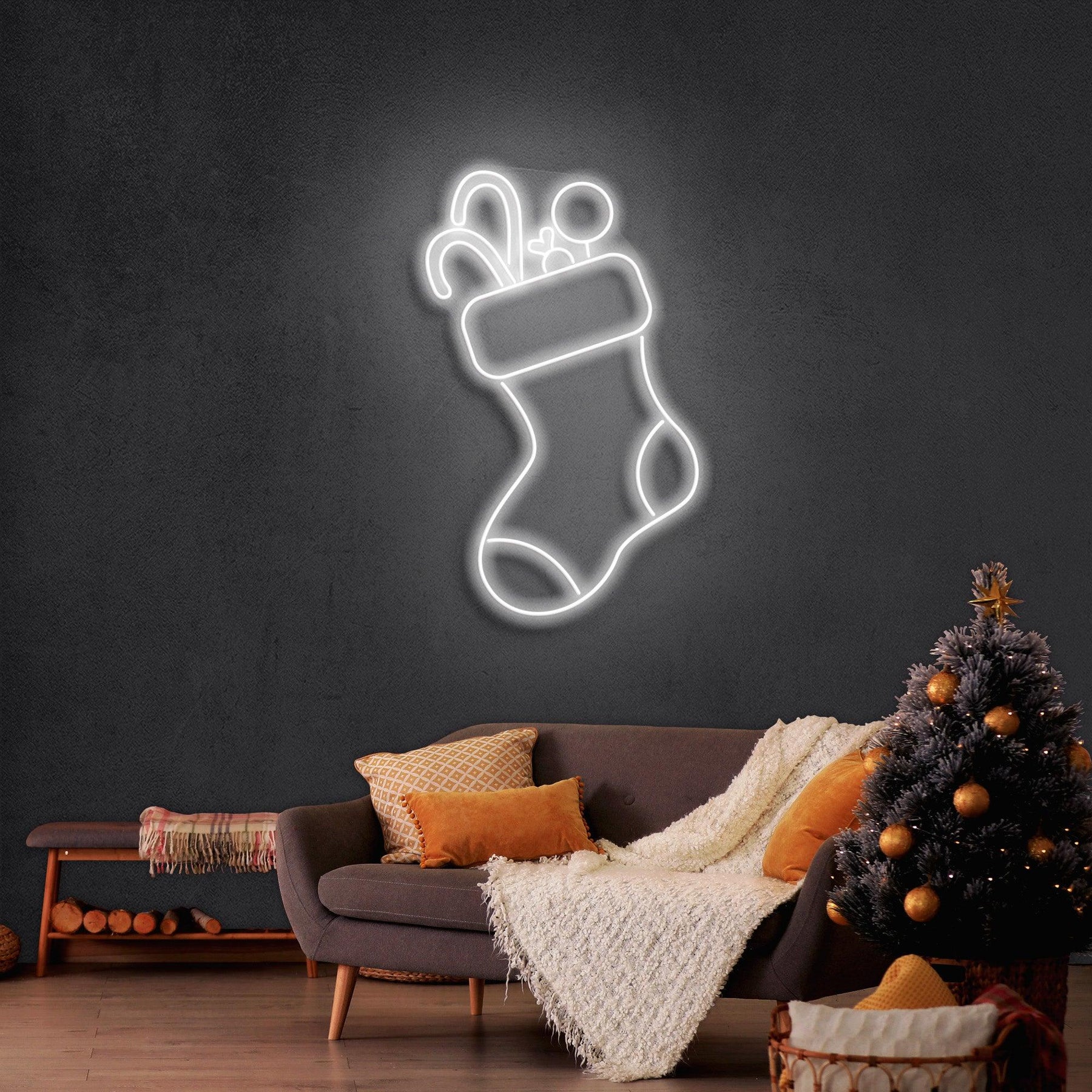 Candy With Christmas Sock Neon Sign