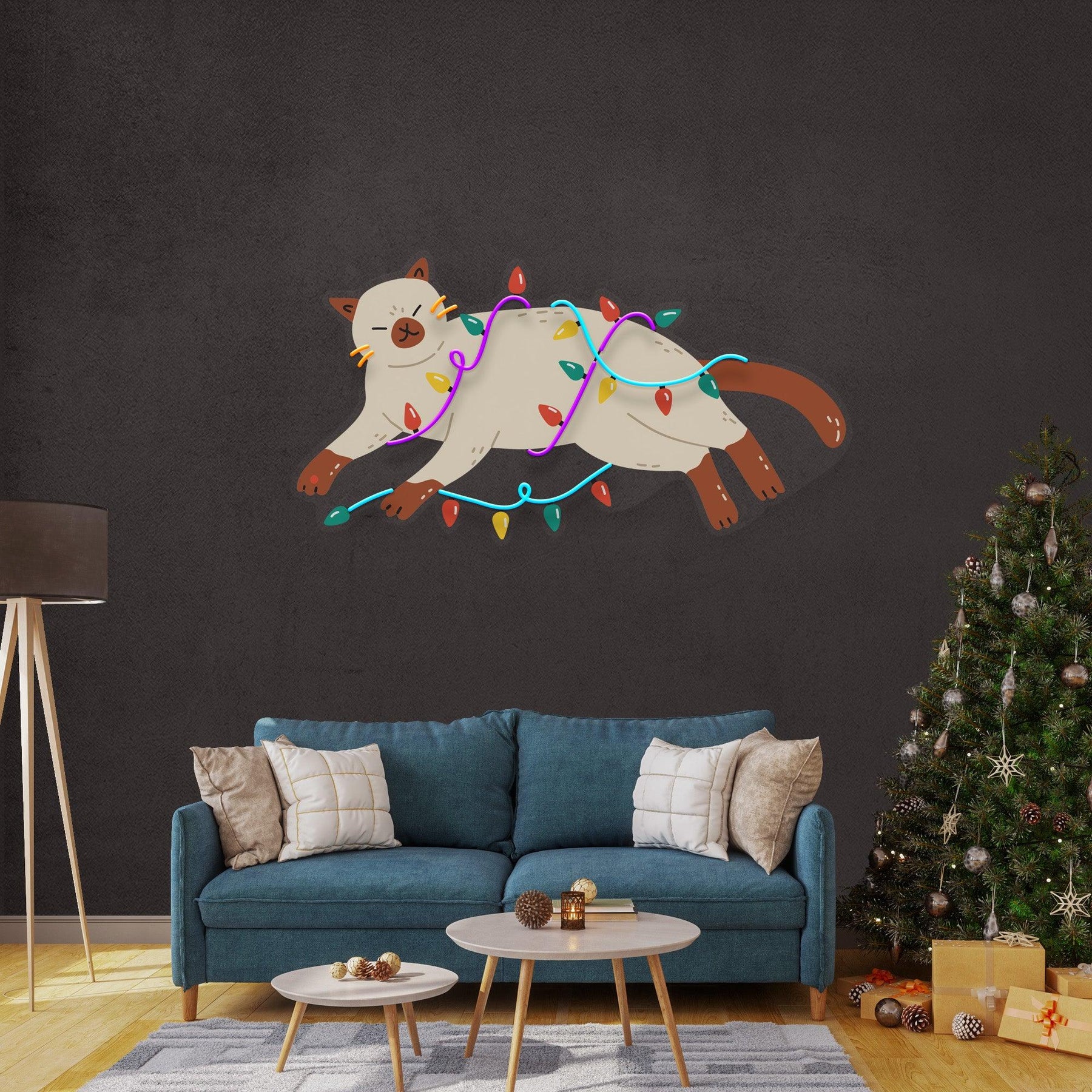 Chill Cat Christmas Neon Sign